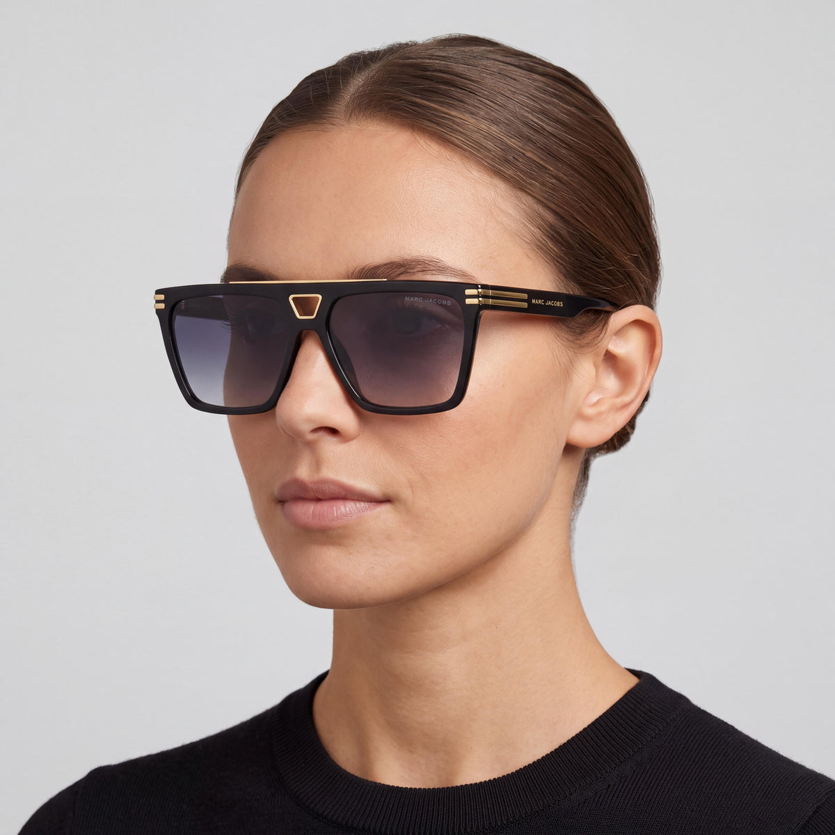 Gafas de sol Marc Jacobs Marc 717/S de acetato negro y gris sombreado con protección UV 400 para mujer, 58 mm, Photo 3