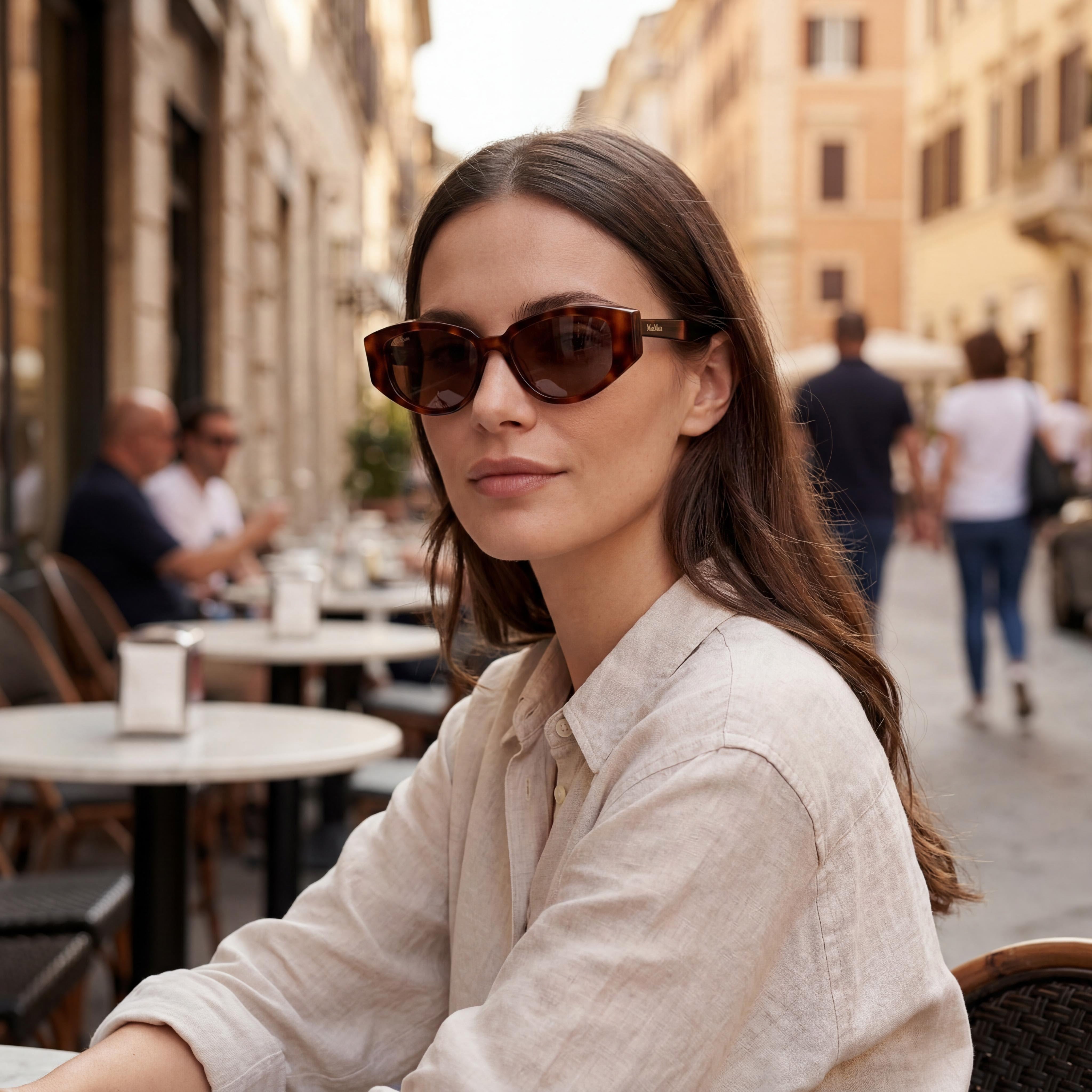MaxMara Casual Women's Dark Havana Acetate Frame Sunglasses, 52mm Lens Width, 14mm Bridge, 140mm Temple, Photo 6