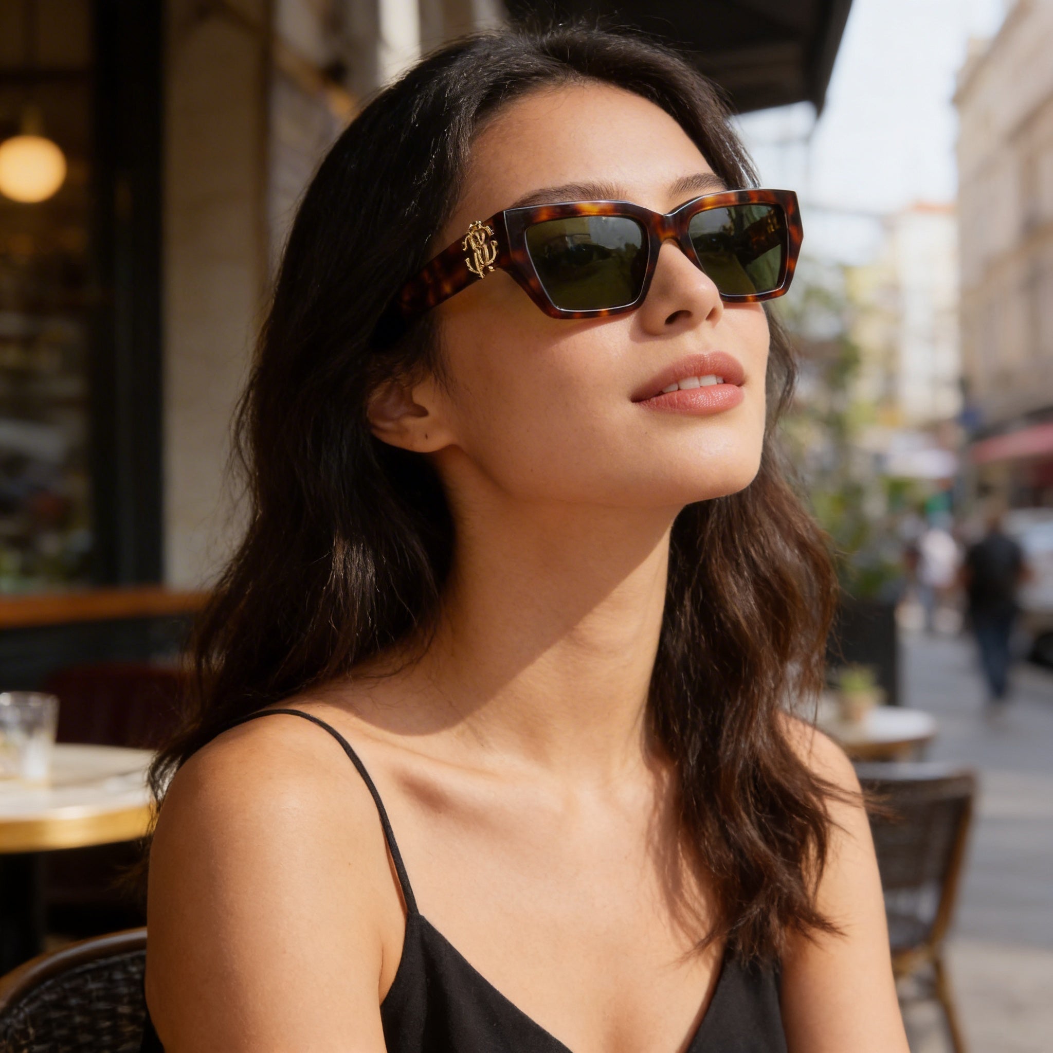 Gafas de sol Just Cavalli Modern para mujer, con montura negra brillante de acetato y protección UV degradada, lentes Bianco Neve Lucido de 55 mm, Photo 5