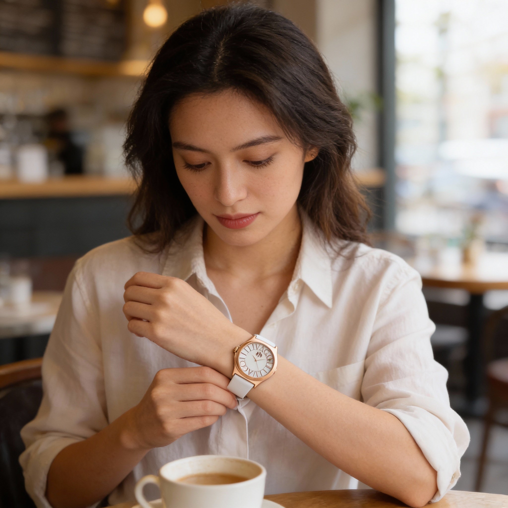 Reloj de cuarzo Seiko para mujer, informal, con esfera blanca, caja de acero inoxidable, correa de piel satinada y resistente al agua hasta 30 m., Photo 4