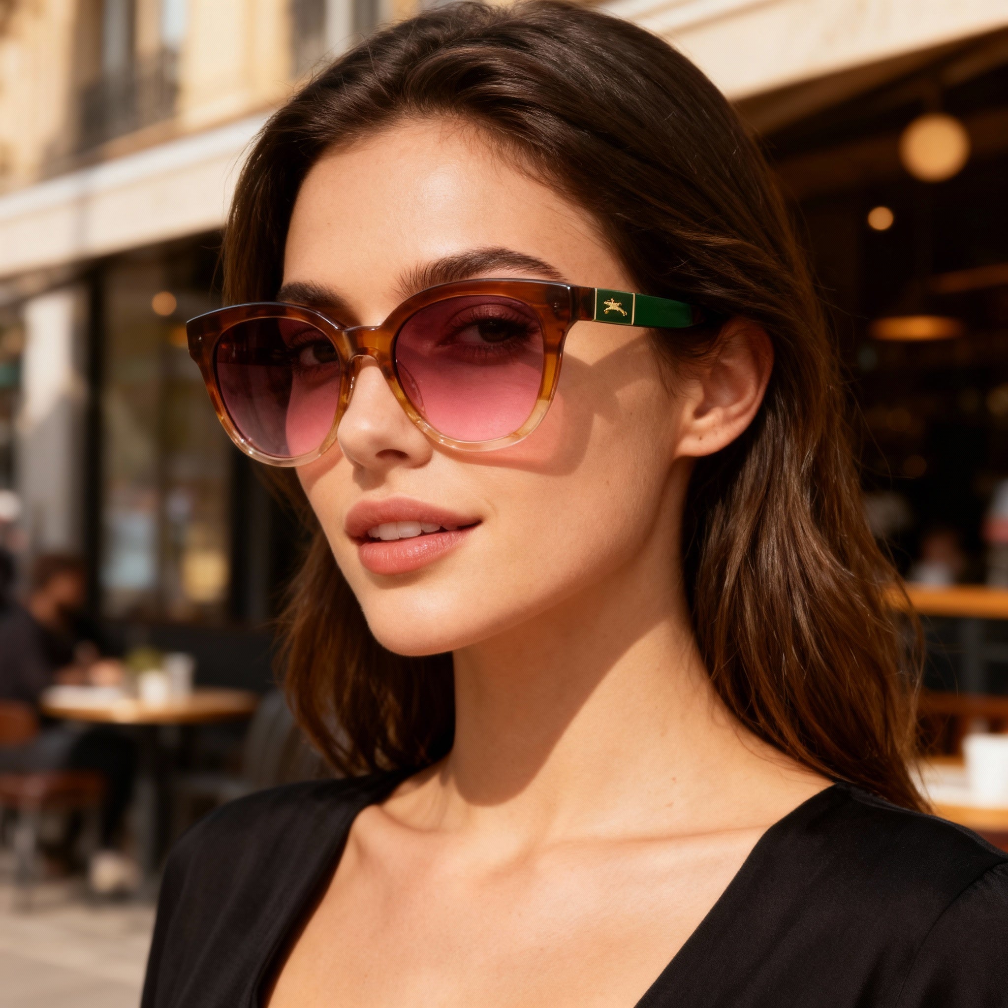 Longchamp LO697S Women's Casual Acetate Frame Polycarbonate Lens Striped Honey Non-Polarized Sunglasses 53mm, Photo 4