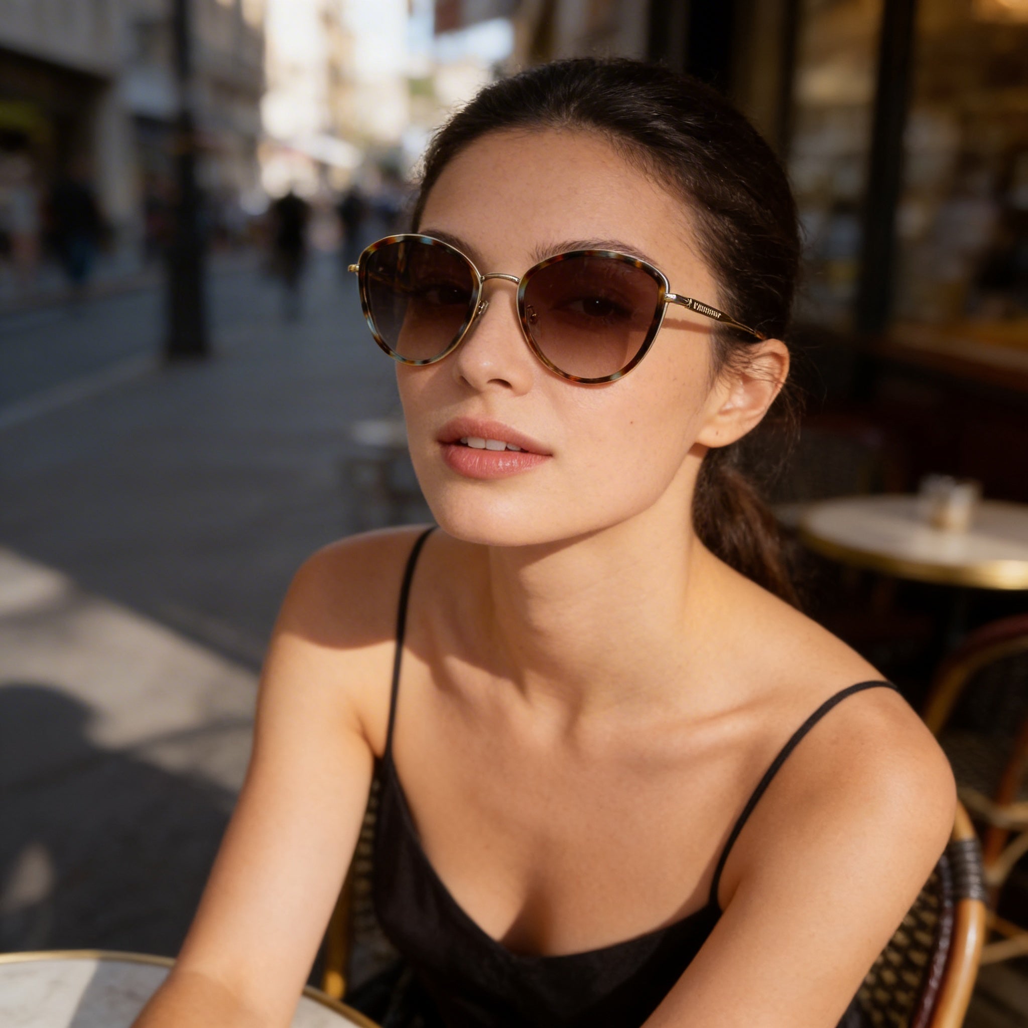 Longchamp LO170S Women's Casual Metal Gold Aqua Caramel Havana Sunglasses 54mm, Photo 5