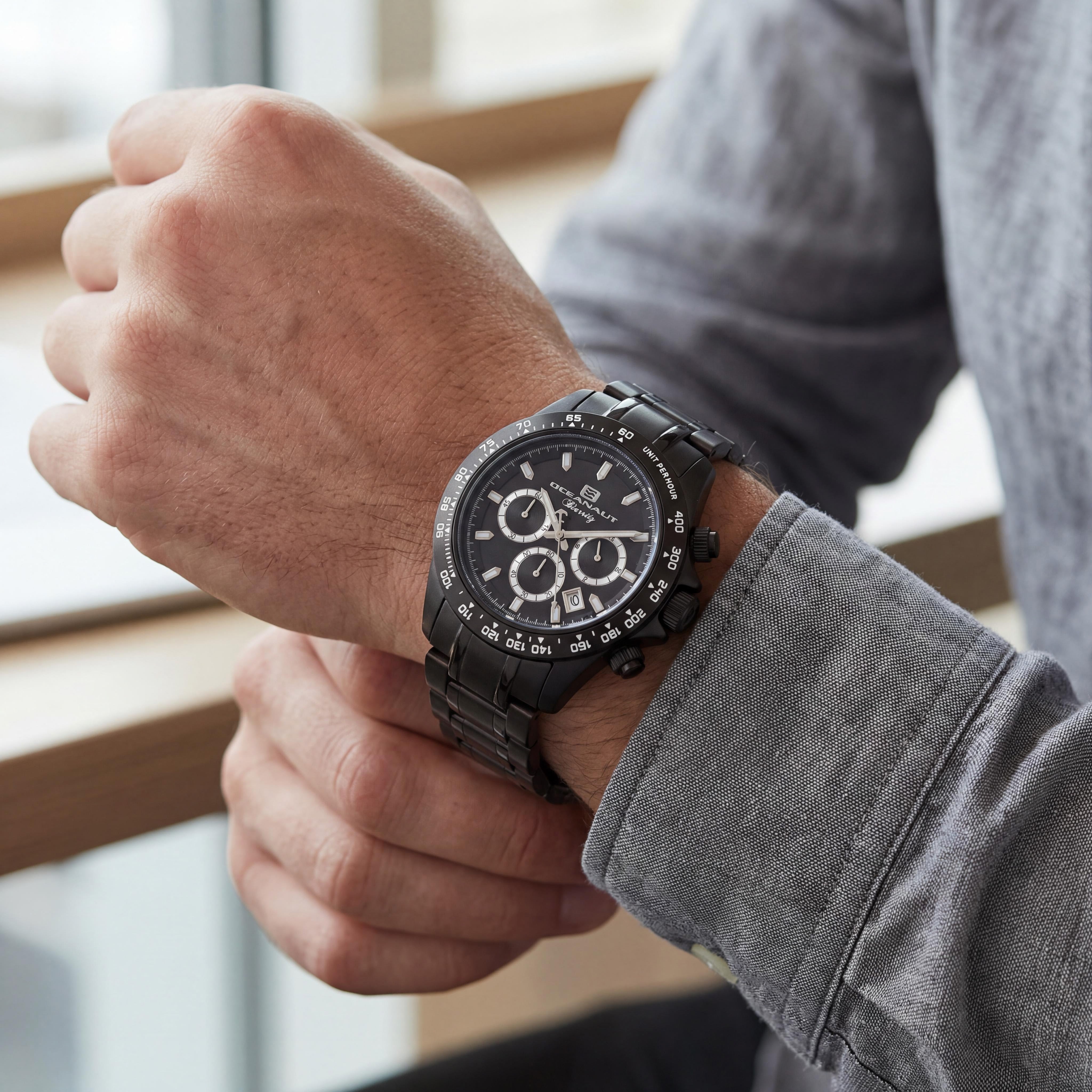 Reloj Cronógrafo Oceanaut Biarritz para Hombre con Bisel de Cerámica Azul Plata 44mm, Photo 4