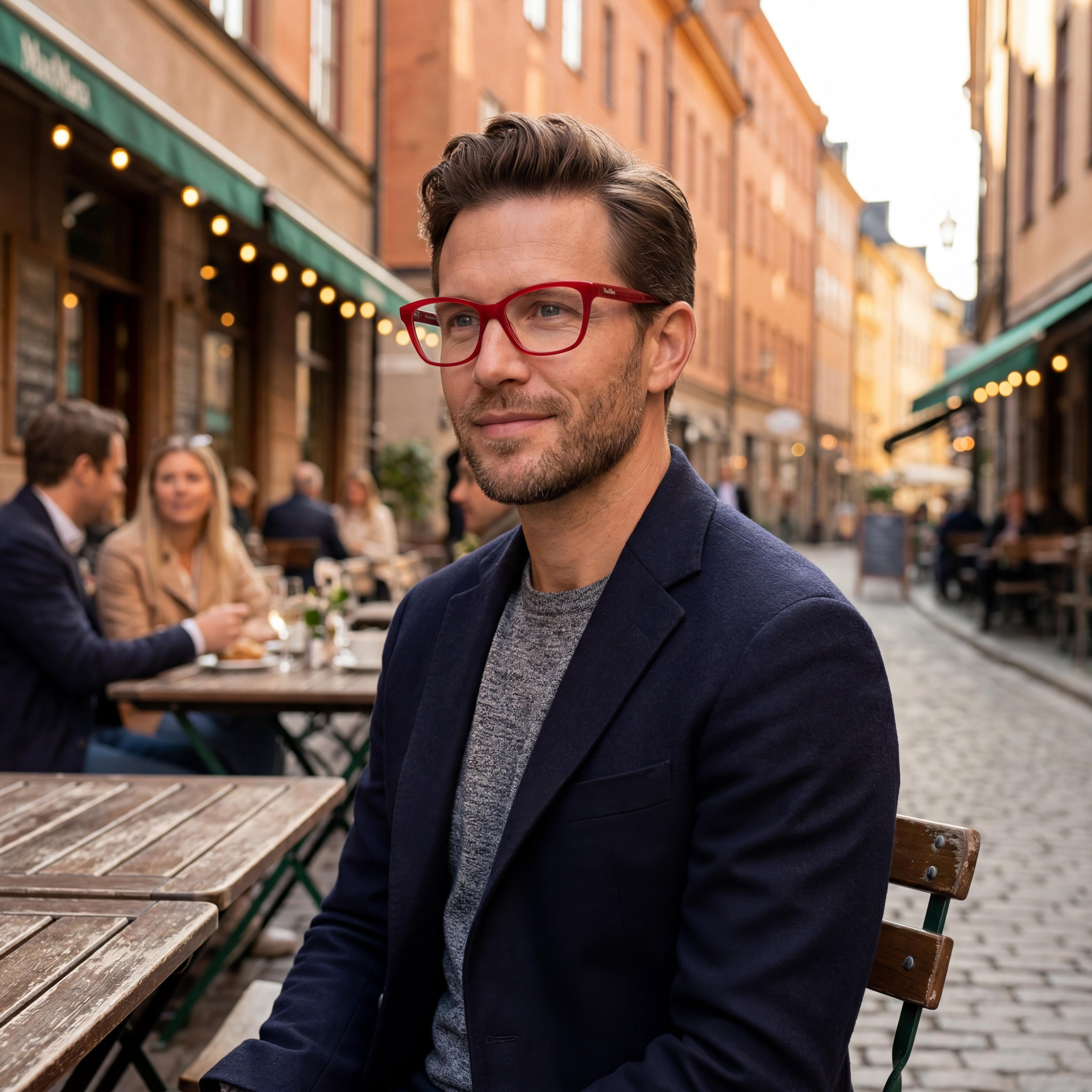 MaxMara Mm5032-f Men's Red Plastic Frame with Polycarbonate Lenses Eyewear 54-15-145mm, Photo 4
