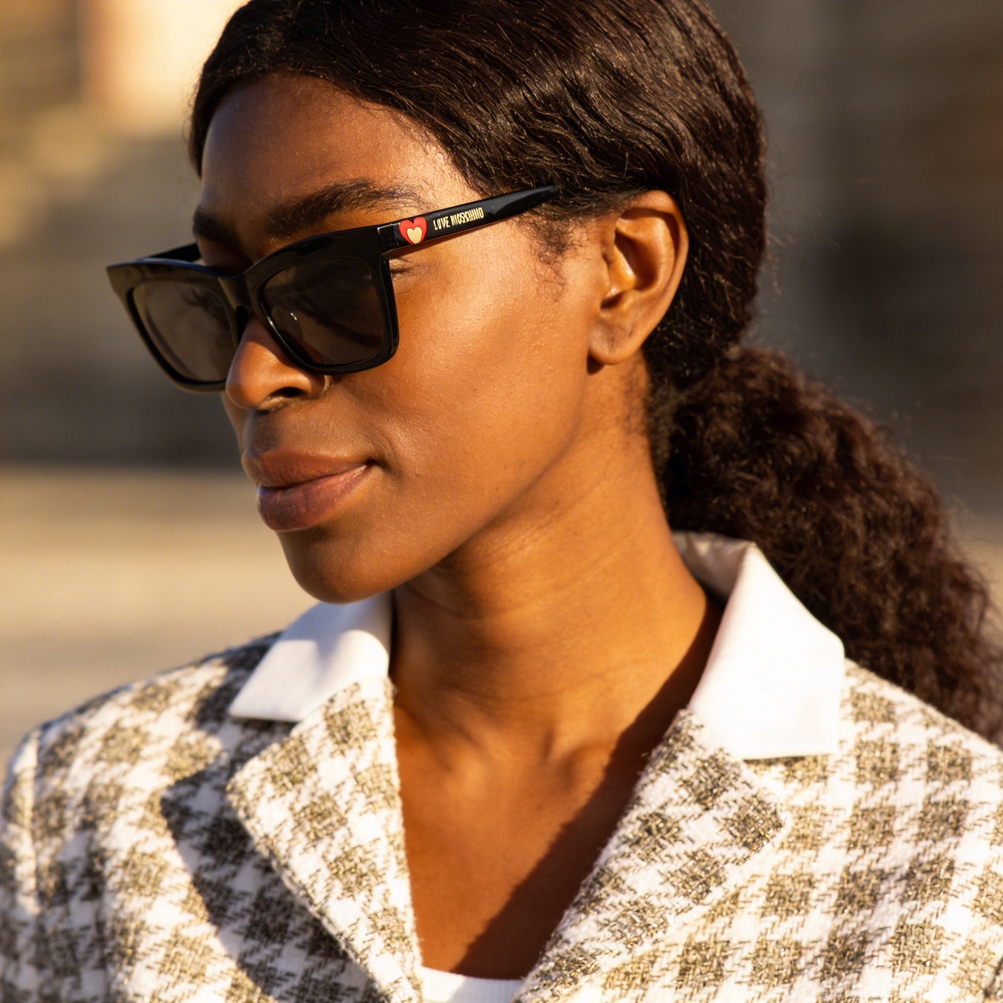 Gafas de sol Love Moschino clásicas estilo ojo de gato para mujer, armazón de acetato negro, lentes negras con protección UV 54-18-140mm, Photo 6