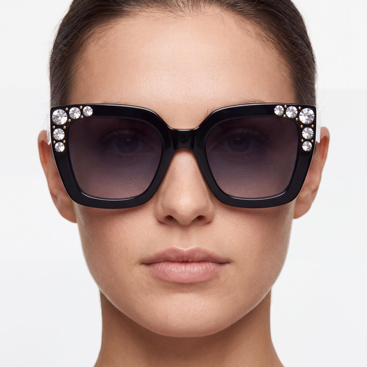 Carolina Herrera Her 0130/S Women's Black Gemstones Gold-logo Grey Gradient Acetate Sunglasses 52mm UV Protected, Photo 3