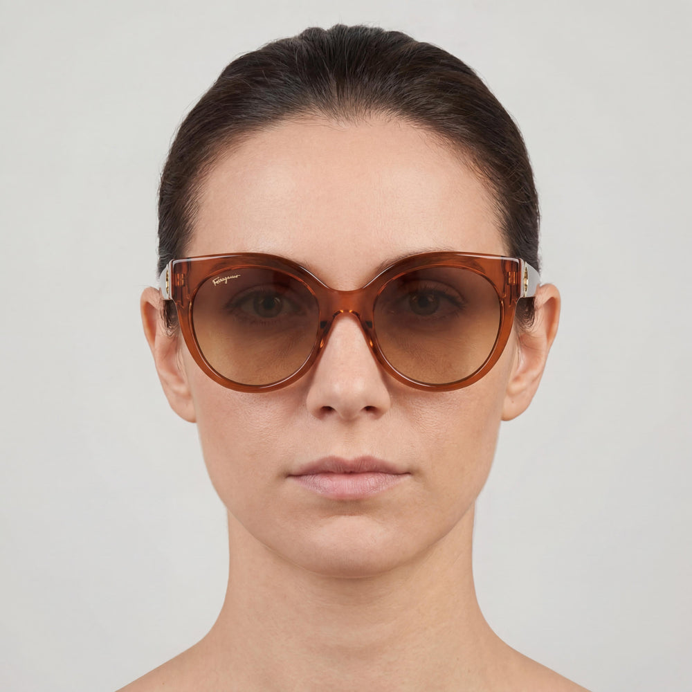Salvatore Ferragamo Women's Gancini SF1031S Butterfly Crystal Caramel Acetate 100% UV Brown Gradient Sunglasses 53mm
