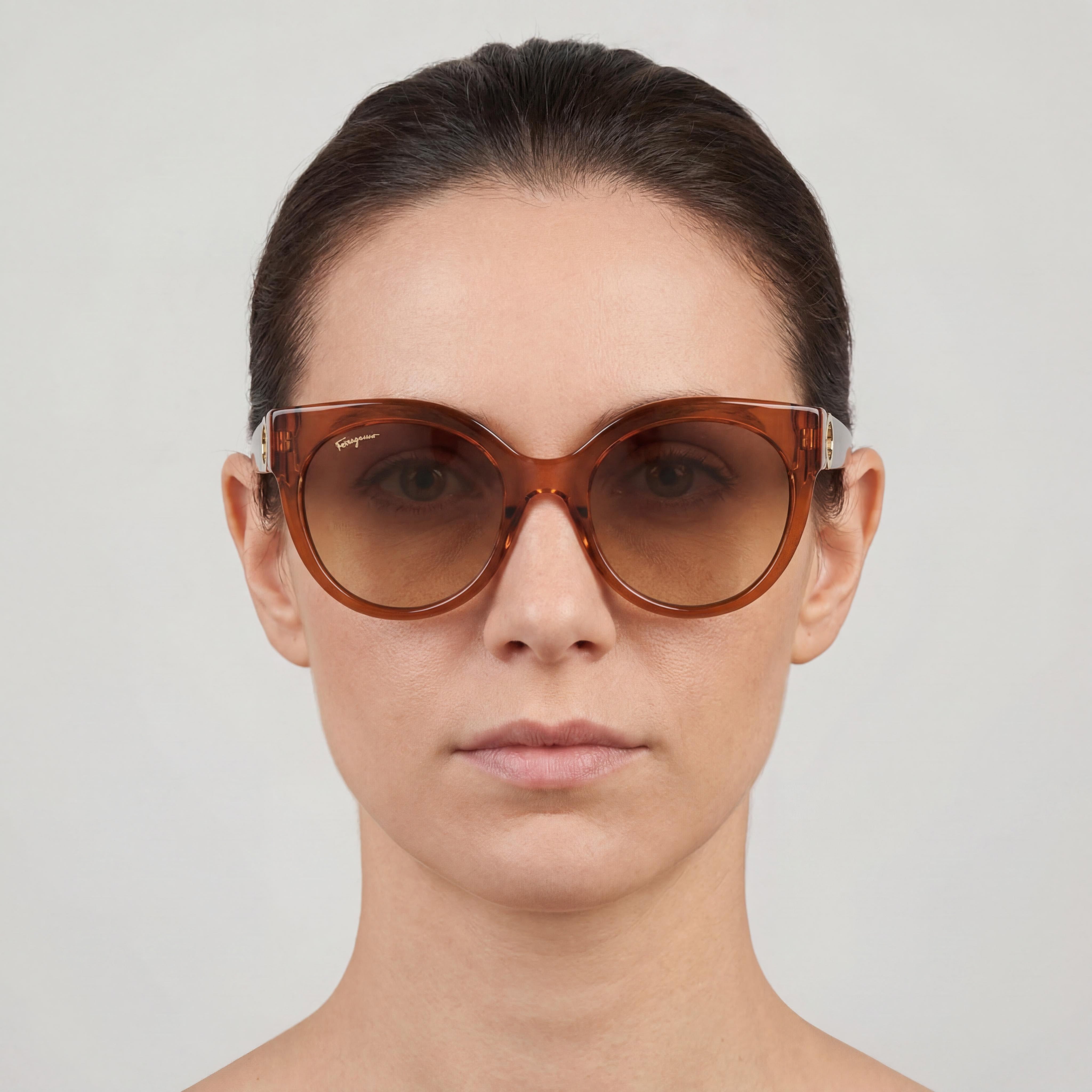 Salvatore Ferragamo Women's Gancini SF1031S Butterfly Crystal Caramel Acetate 100% UV Brown Gradient Sunglasses 53mm, Photo 3