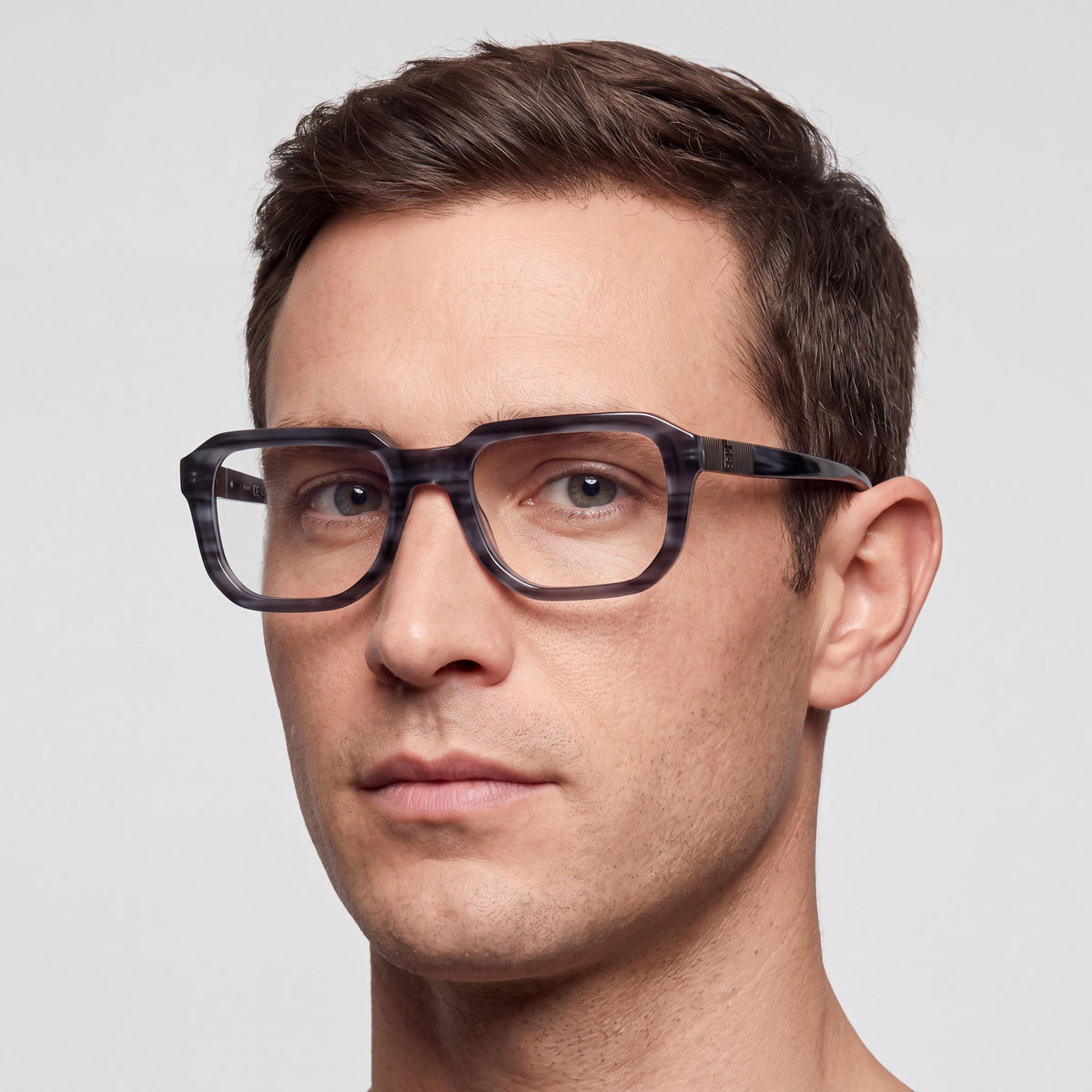 GUESS Gu50332 Men's Blue Horn Plastic Frame Eyeglasses with Transparent Polycarbonate Lenses 52mm, Photo 4