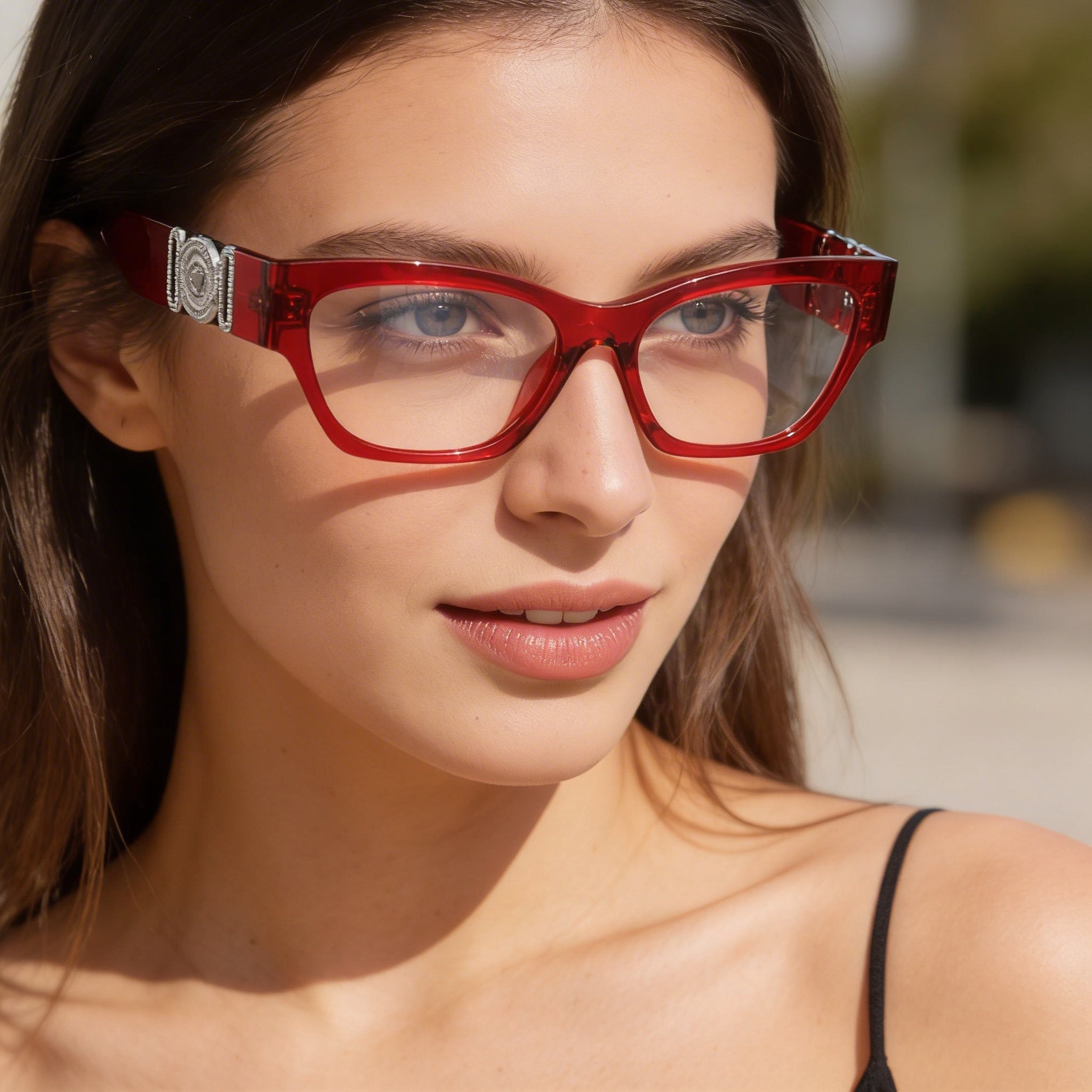 Gafas de sol Versace Ve 3367 U para mujer, montura de policarbonato inyectado transparente en rojo, 52 mm, Photo 6