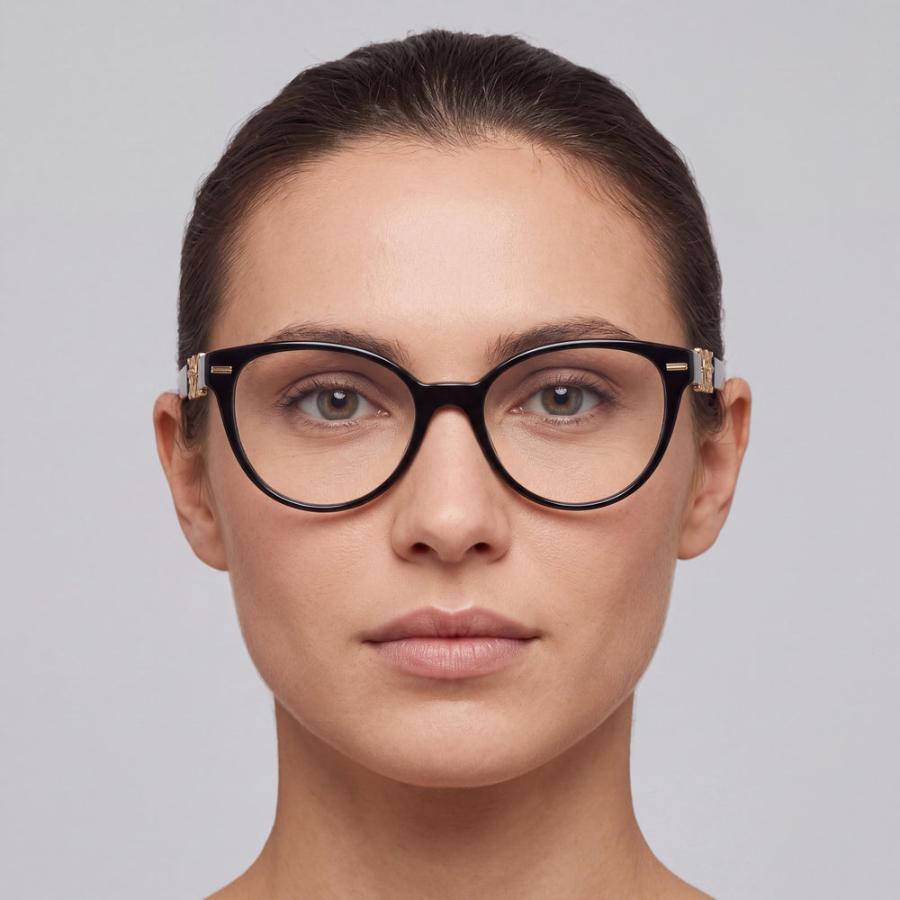 Gafas de mujer Versace Classic con montura de acetato negro y lentes de policarbonato transparente, 55 mm de ancho de lente