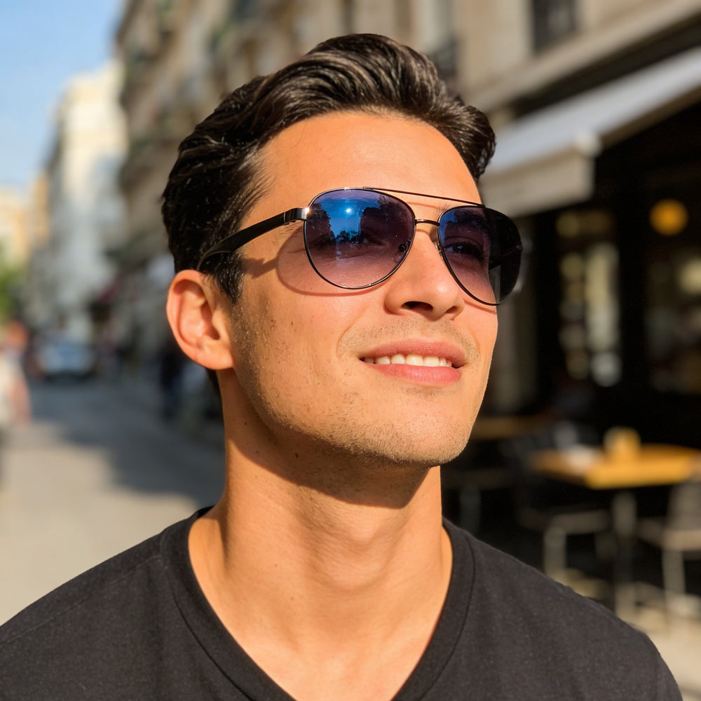 Kenneth Cole KC1394 Men's Shiny Gunmetal Metal Pilot 100% UV Protection Non-Polarized Sunglasses, Smoke Gradient Lens, 59mm