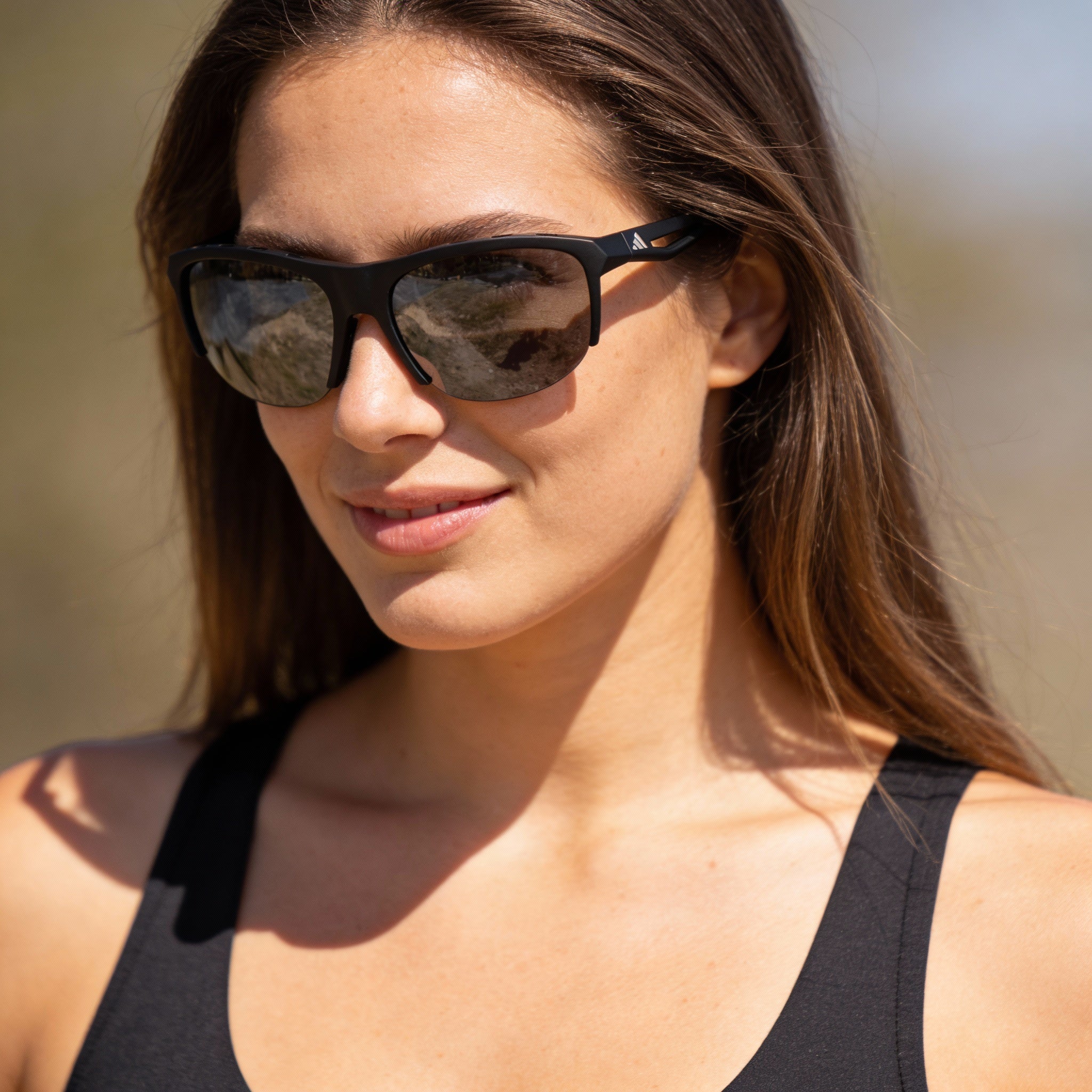 Gafas de sol unisex adidas Casual, montura de plástico negra mate con lentes ahumadas, protección UV, talla 66-8-130, Photo 6