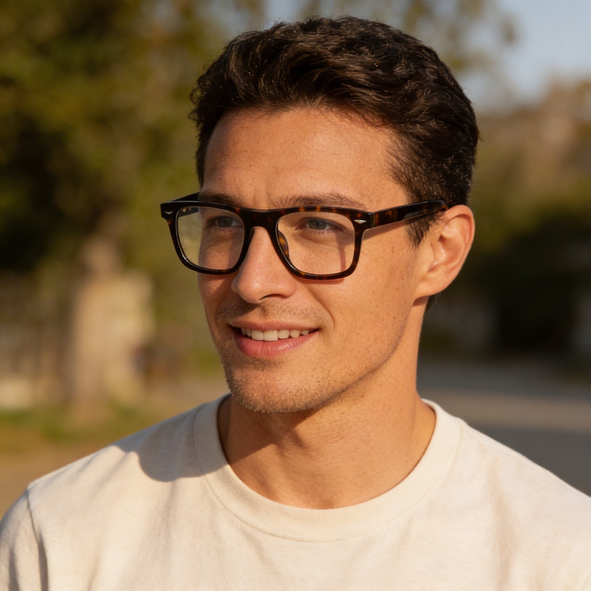 Police Casual Men's Acetate Prescription-Ready Optical Eyeglasses in Brown Light Havana Frame Color 52mm, Photo 4