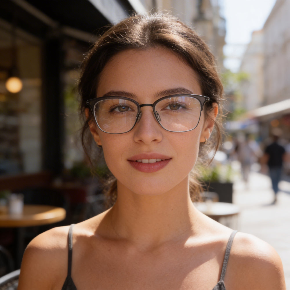 Gafas de sol Flexon W3024 para mujer con montura de acetato gris y lentes de policarbonato gris, 53 mm