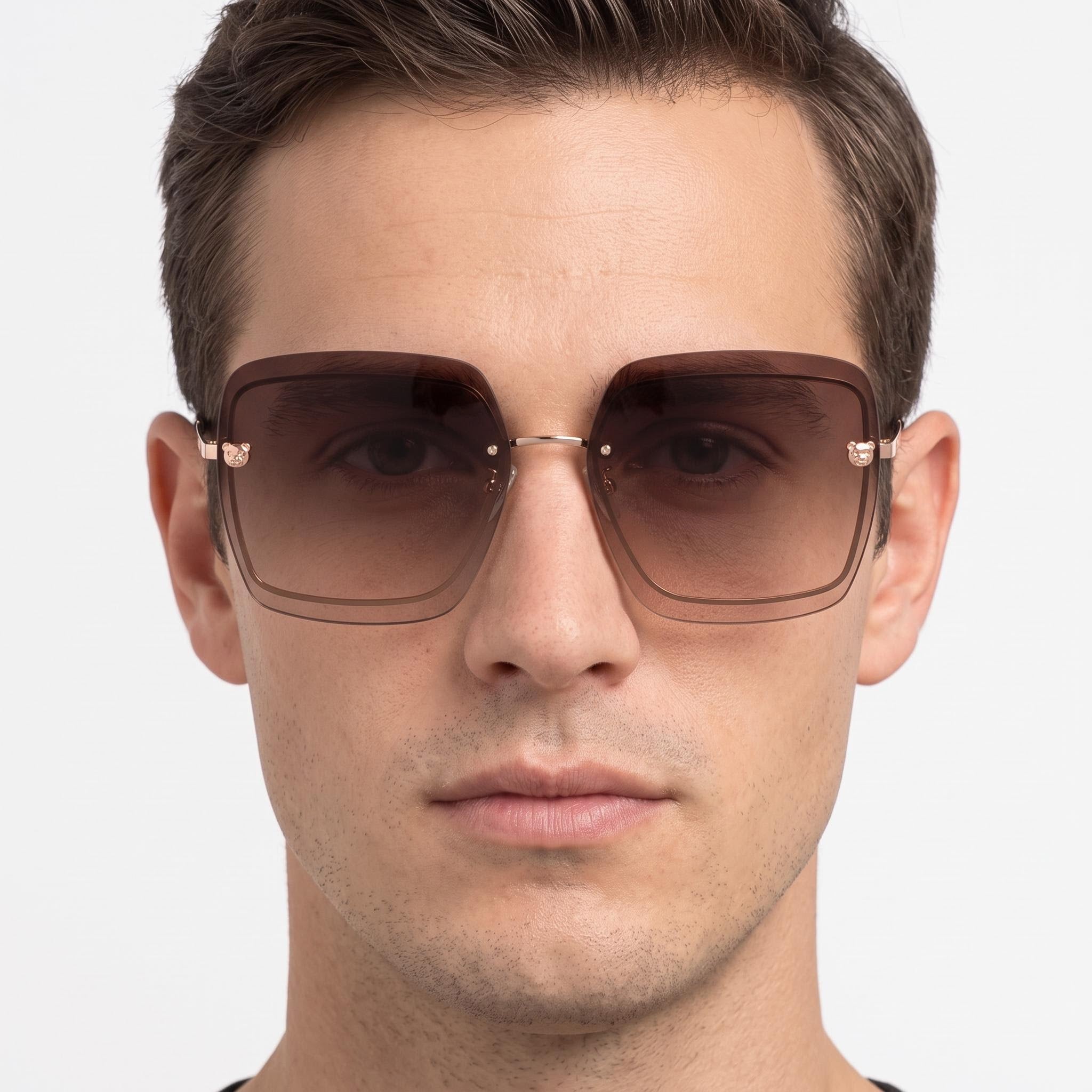 Moschino Casual Unisex Multicoloured Stainless Steel UV Protected Brown Shaded Lens Sunglasses 64mm, Photo 3