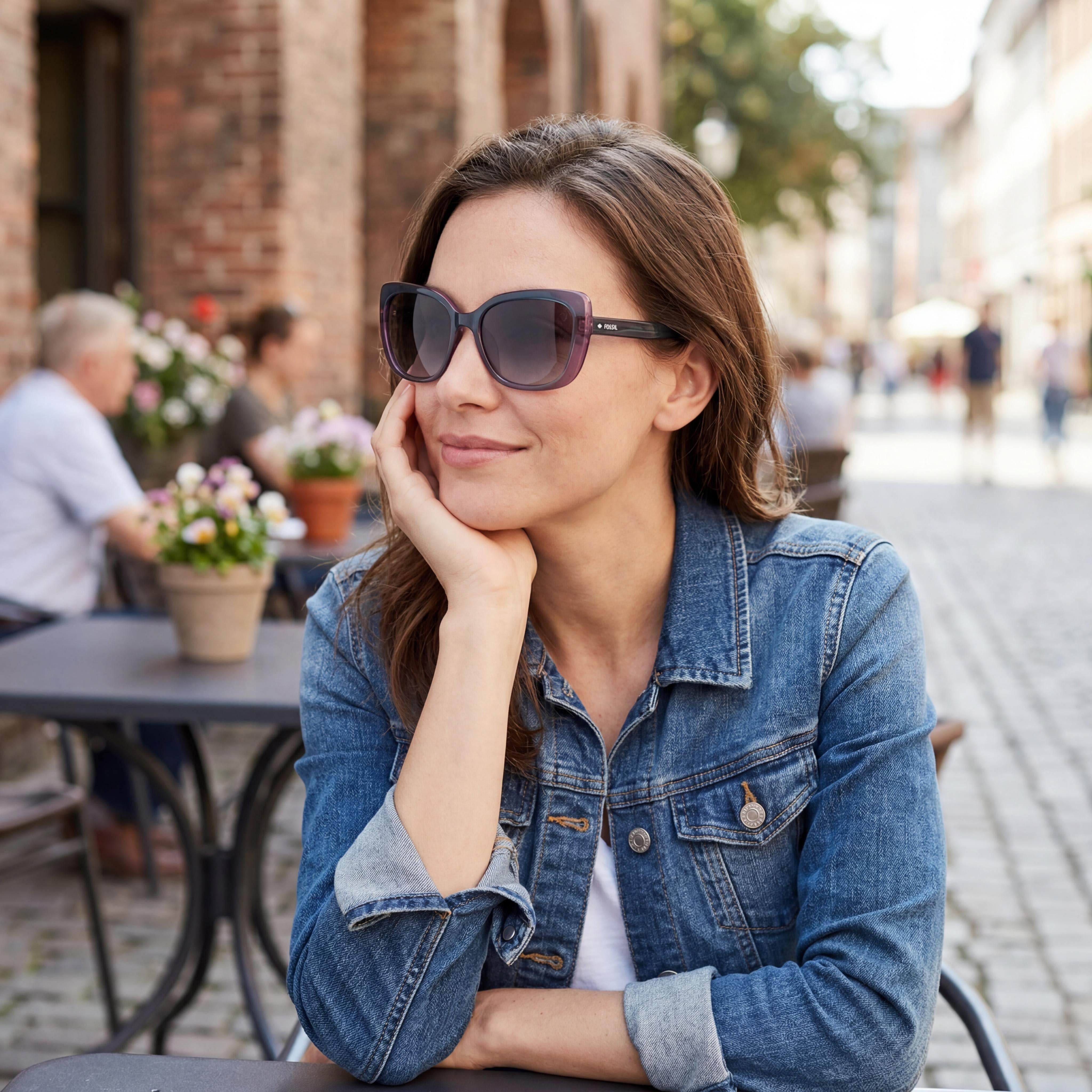 Fossil FOS 3143/S Women's Blue Frame Dark Grey Shaded UV Protection Sunglasses 55mm, Photo 4