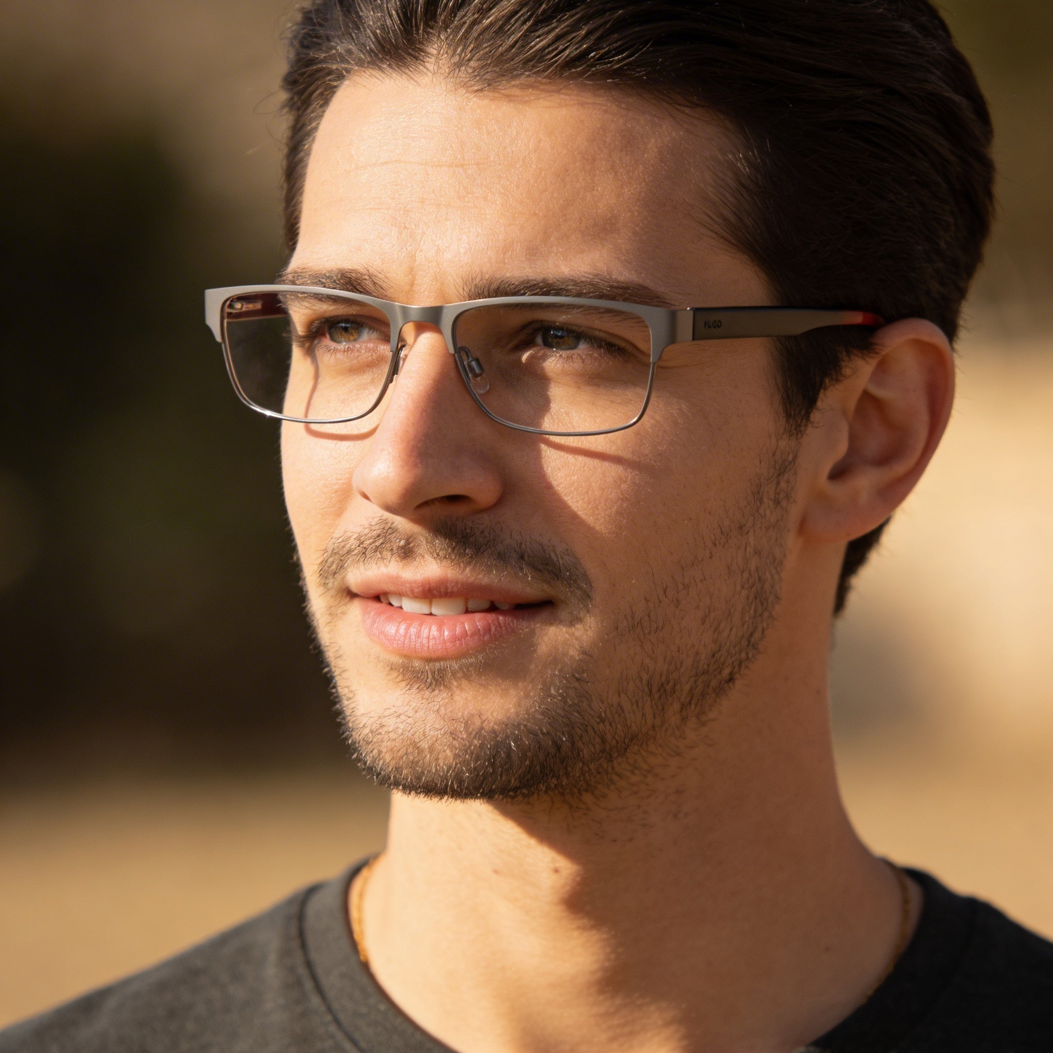 HUGO Modern Men's Alloy Steel Frame Dark Ruth Grey Polycarbonate Lens Sunglasses 55mm Lens, 17mm Bridge, 145mm Temple, Photo 4
