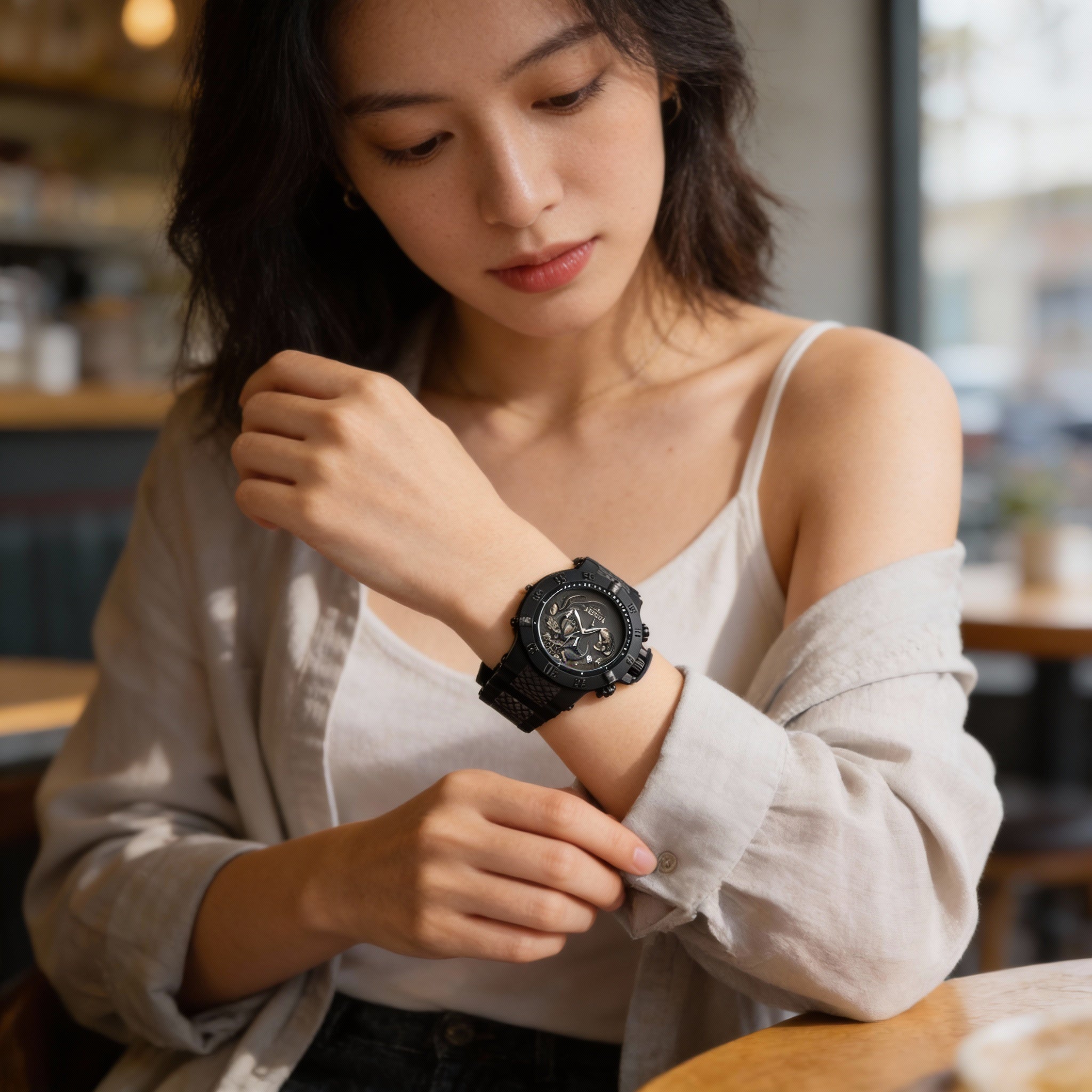 Invicta Subaqua 37040 Unisex Black 50mm Stainless Steel Quartz Watch, Silicone Strap, Scratch Resistant, Photo 4