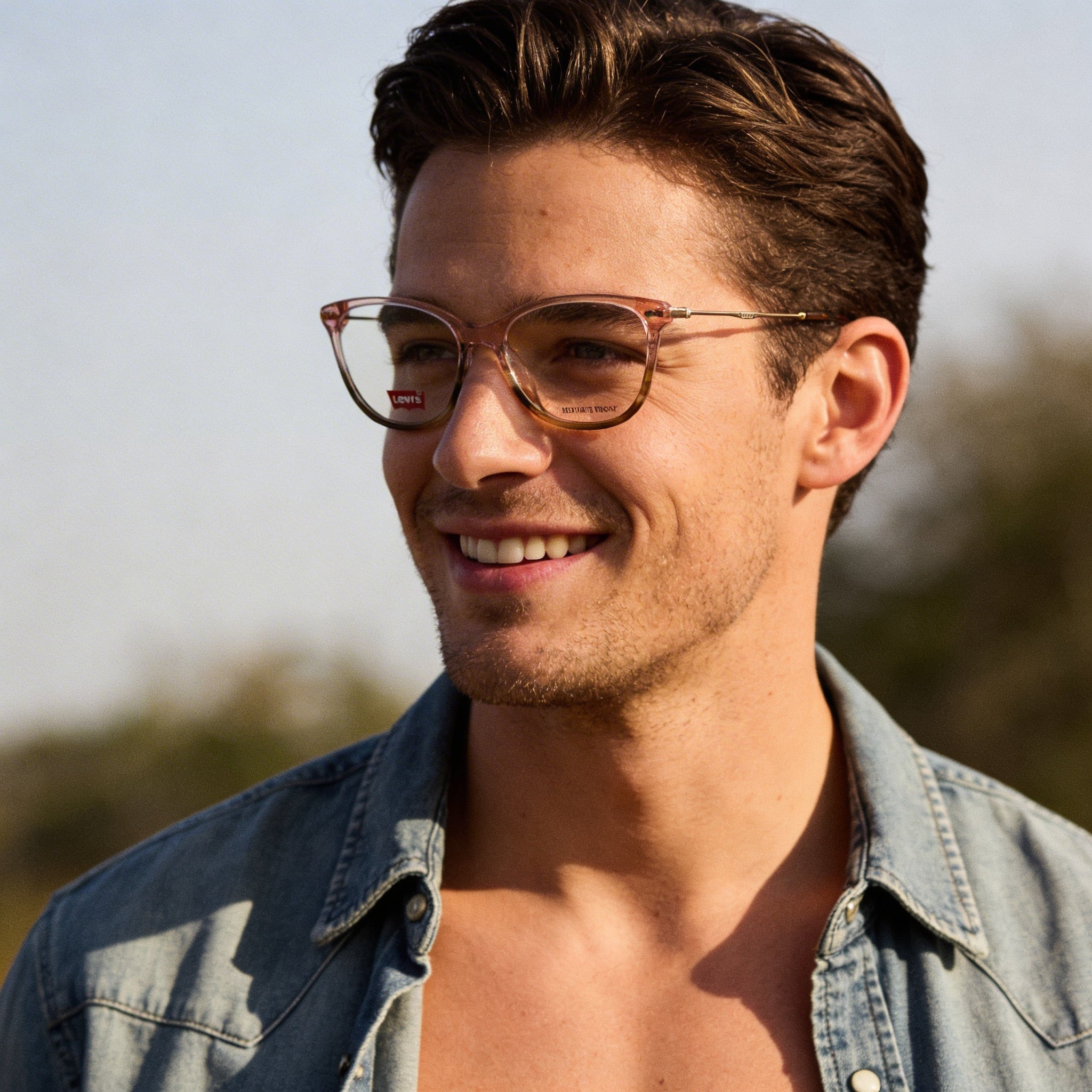 Levi's LV 5021 Men's Pink Horn ECO PMMA Not Demo Lenses Optical Frame, Size 51-16-140, Photo 4
