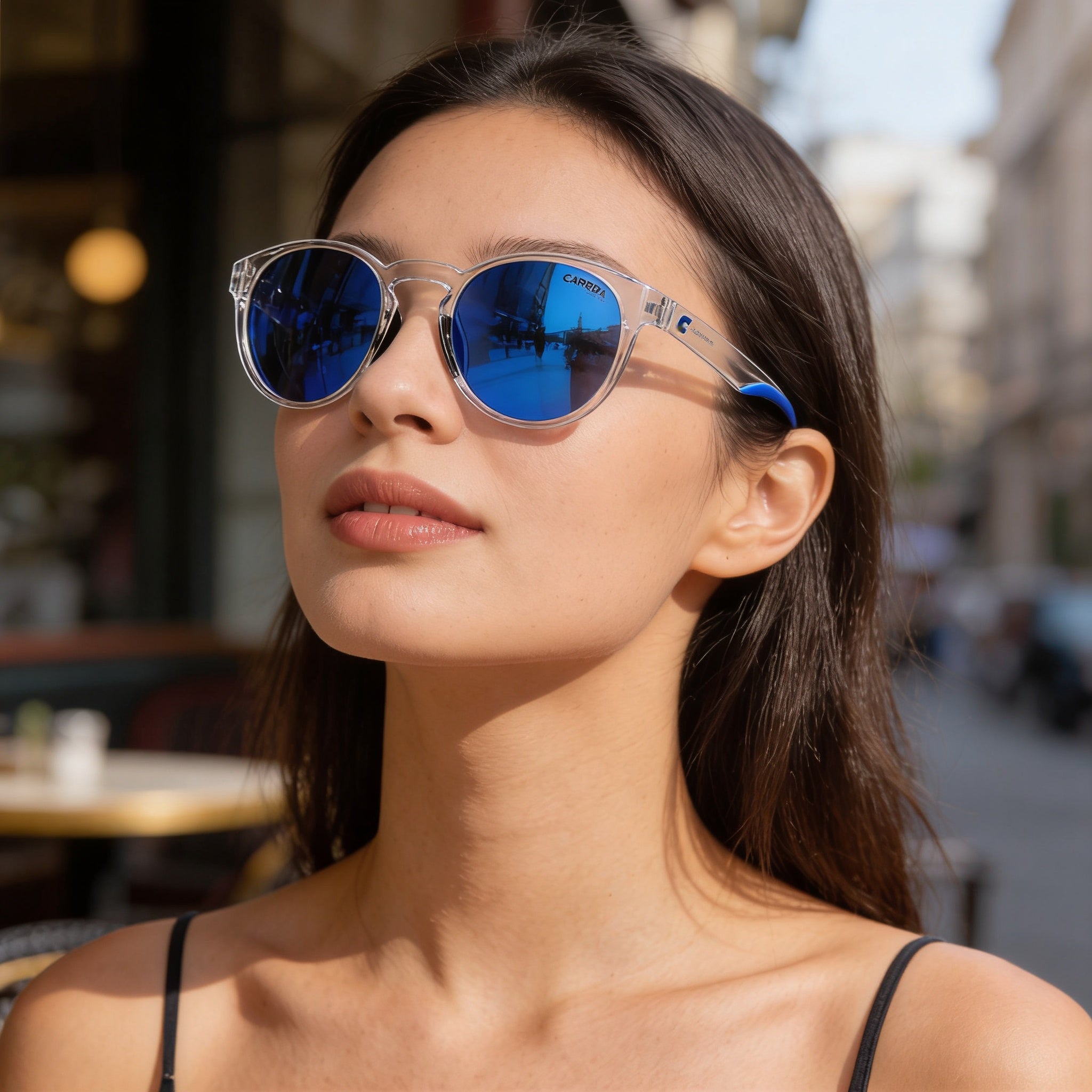 Gafas de sol Carrera 8056/S unisex con montura de propionato blanco transparente, multicapa azul, protección 100 % UV, 51 mm, Photo 5