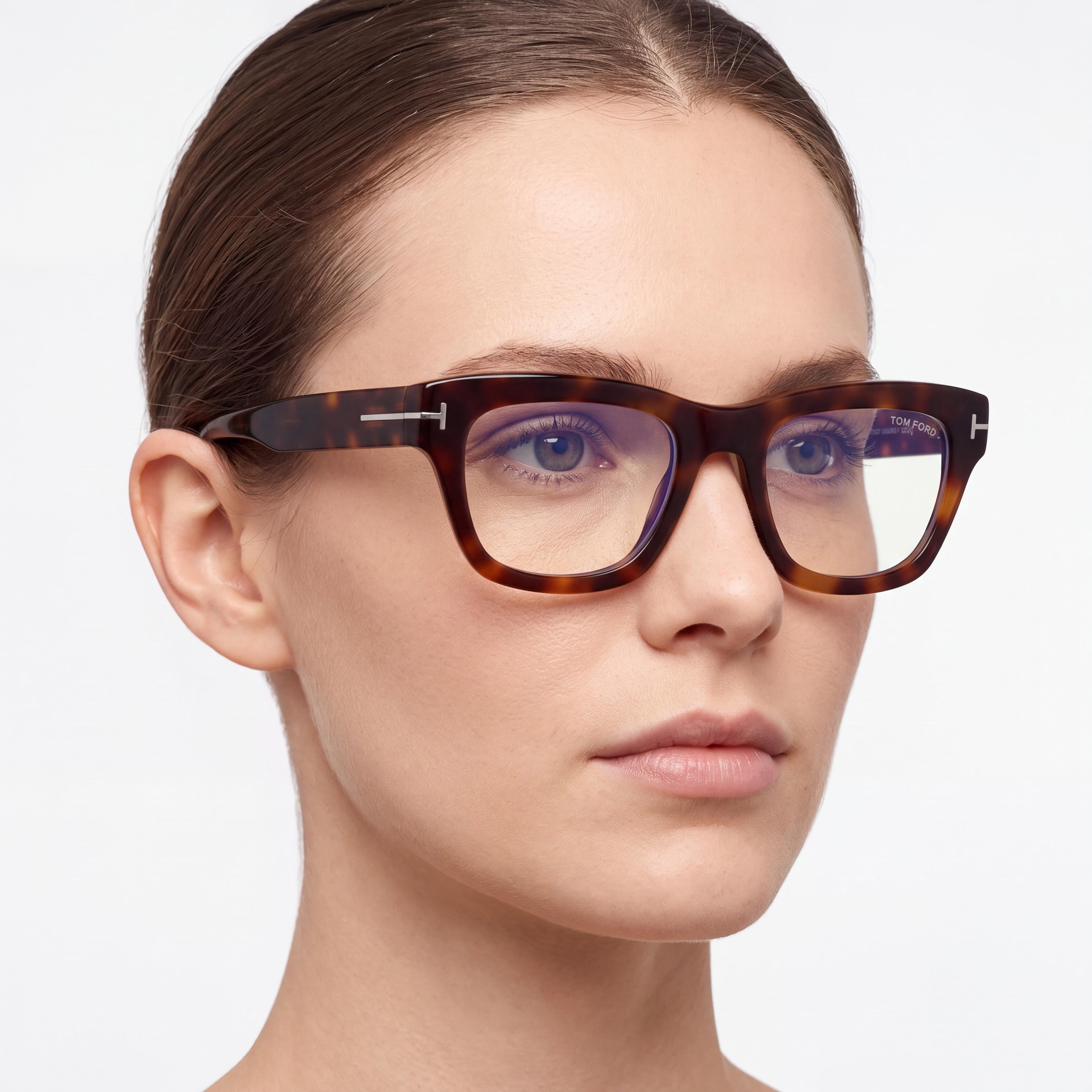 Marcolin Ft6036-b Women's Blonde Havana Frame Blue Filter Plastic Non- Eyewear 52mm, Photo 5