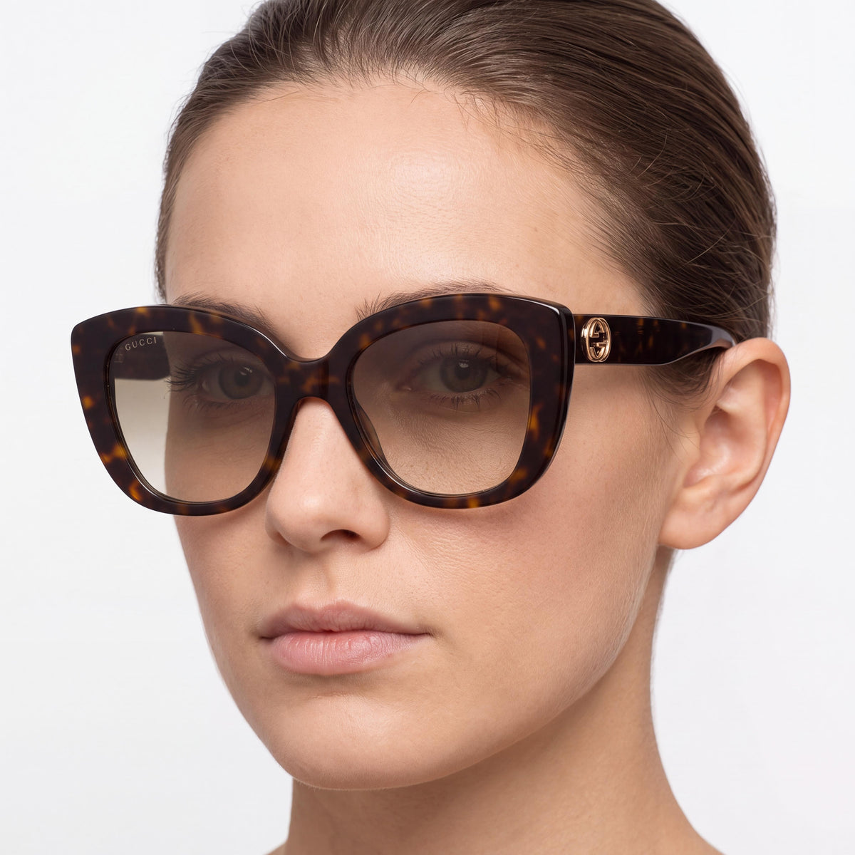 Gucci GG0327S-002-52 Women's Havana Brown Composite UV Protected Anti-Reflective Gradient Sunglasses 52mm, Photo 4
