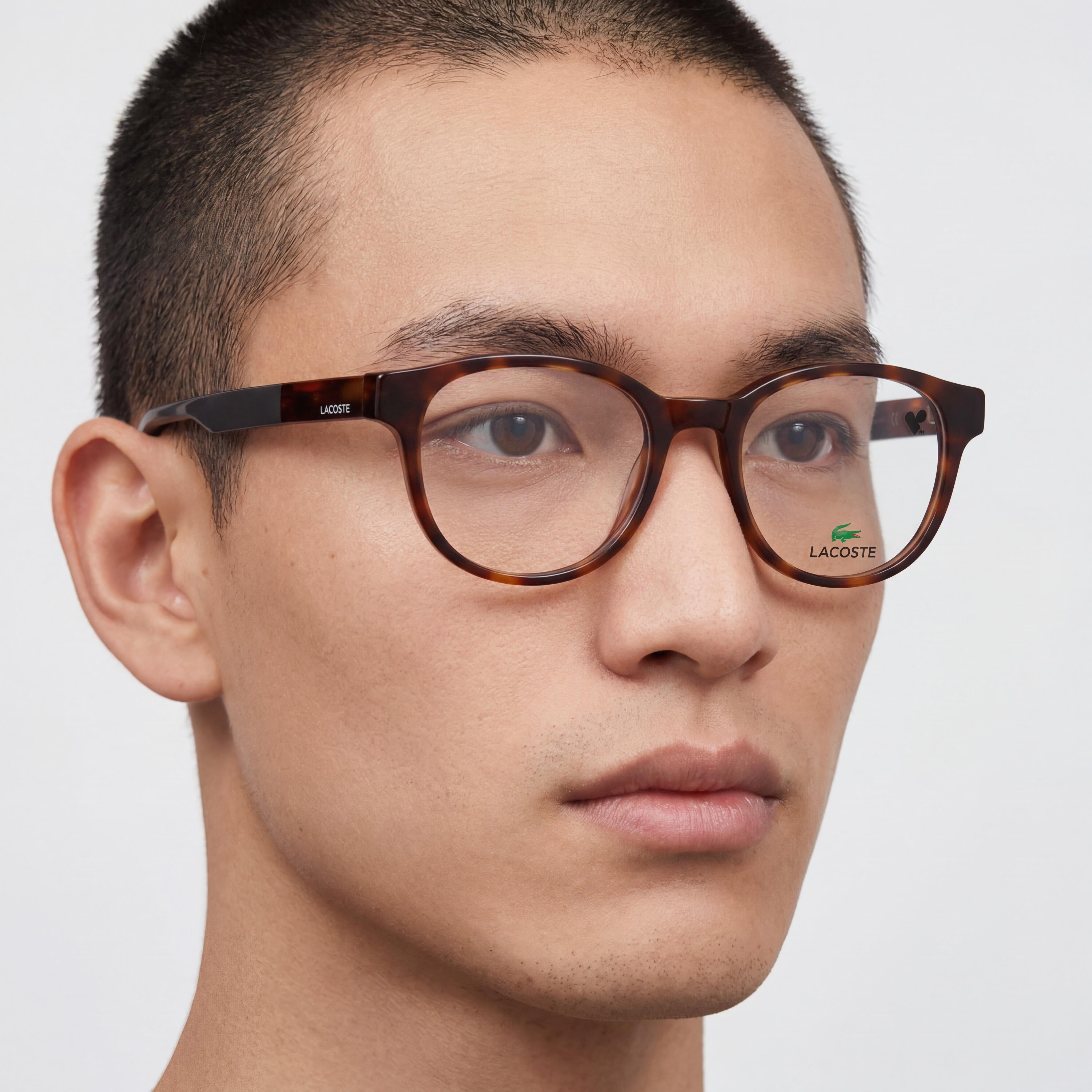 Lacoste L2921 Unisex Casual Style Eyewear with Havana Acetate Frame and Transparent Lenses 52mm, Photo 5