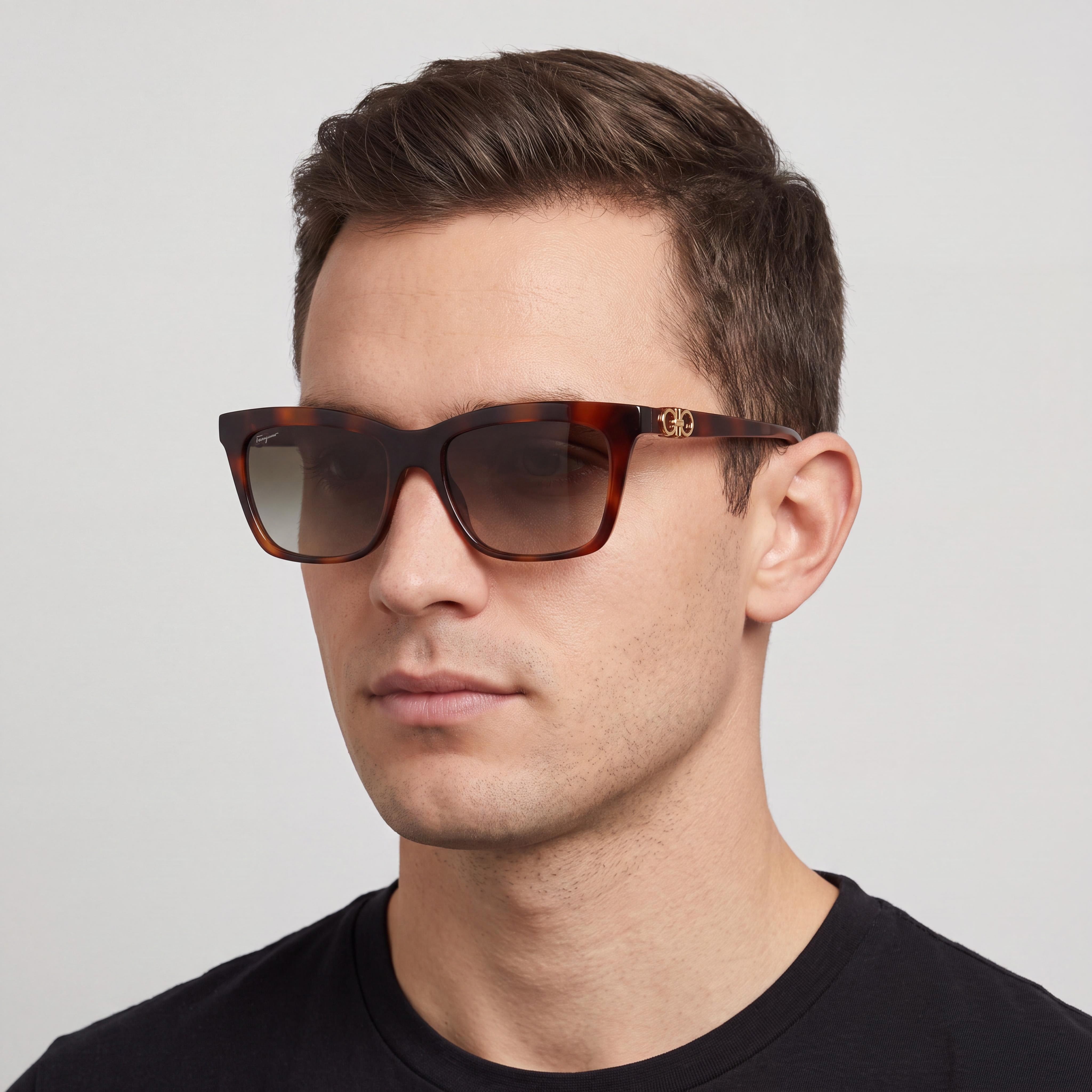 Gafas de sol Ferragamo Sf1027s unisex con montura de plástico Carey y lentes degradadas grises, protección UV del 100%, 55 mm, Photo 5