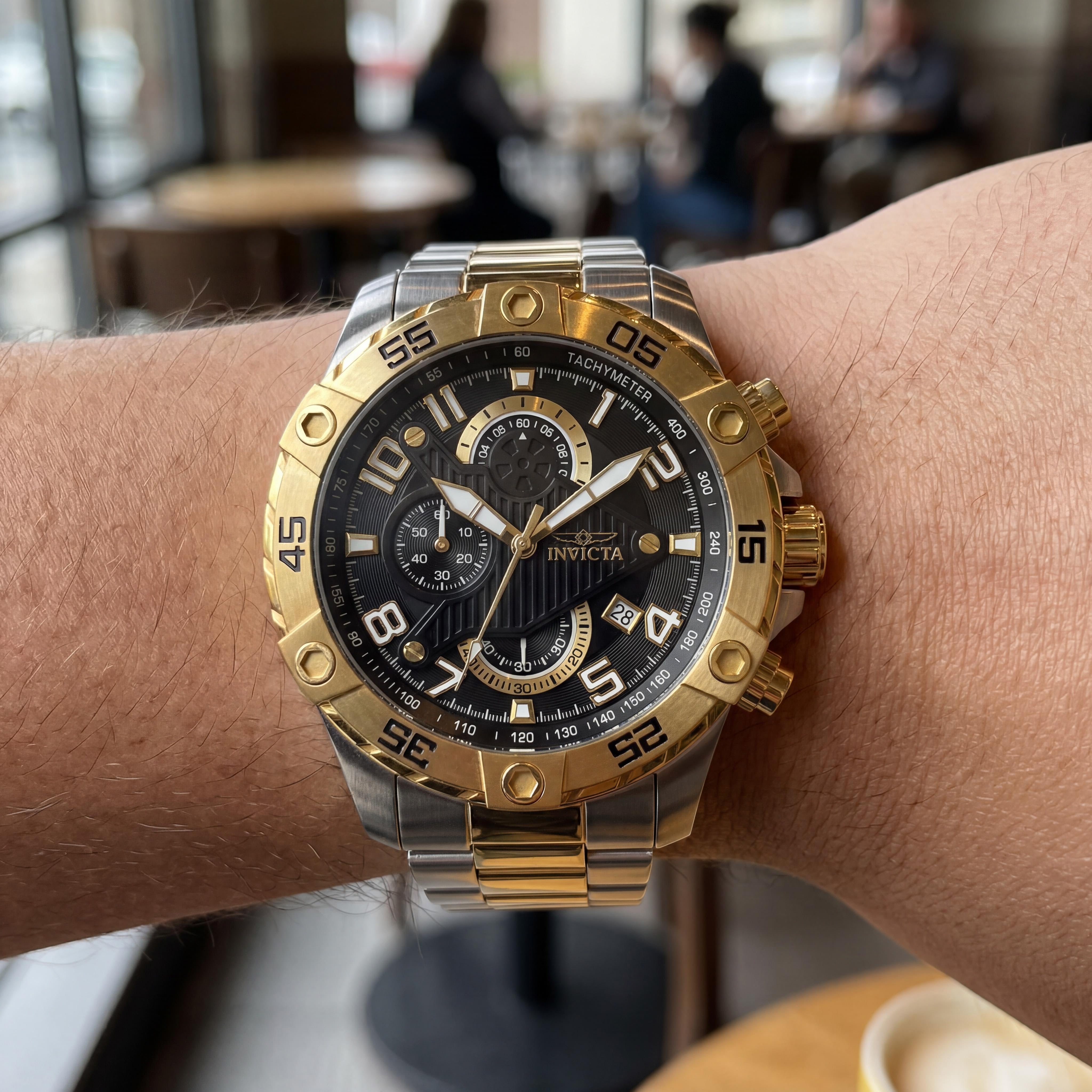 Invicta Reloj de pulsera de acero inoxidable dorado para hombre, cronógrafo Rally, taquímetro, resistente al agua hasta 100 m, Photo 4