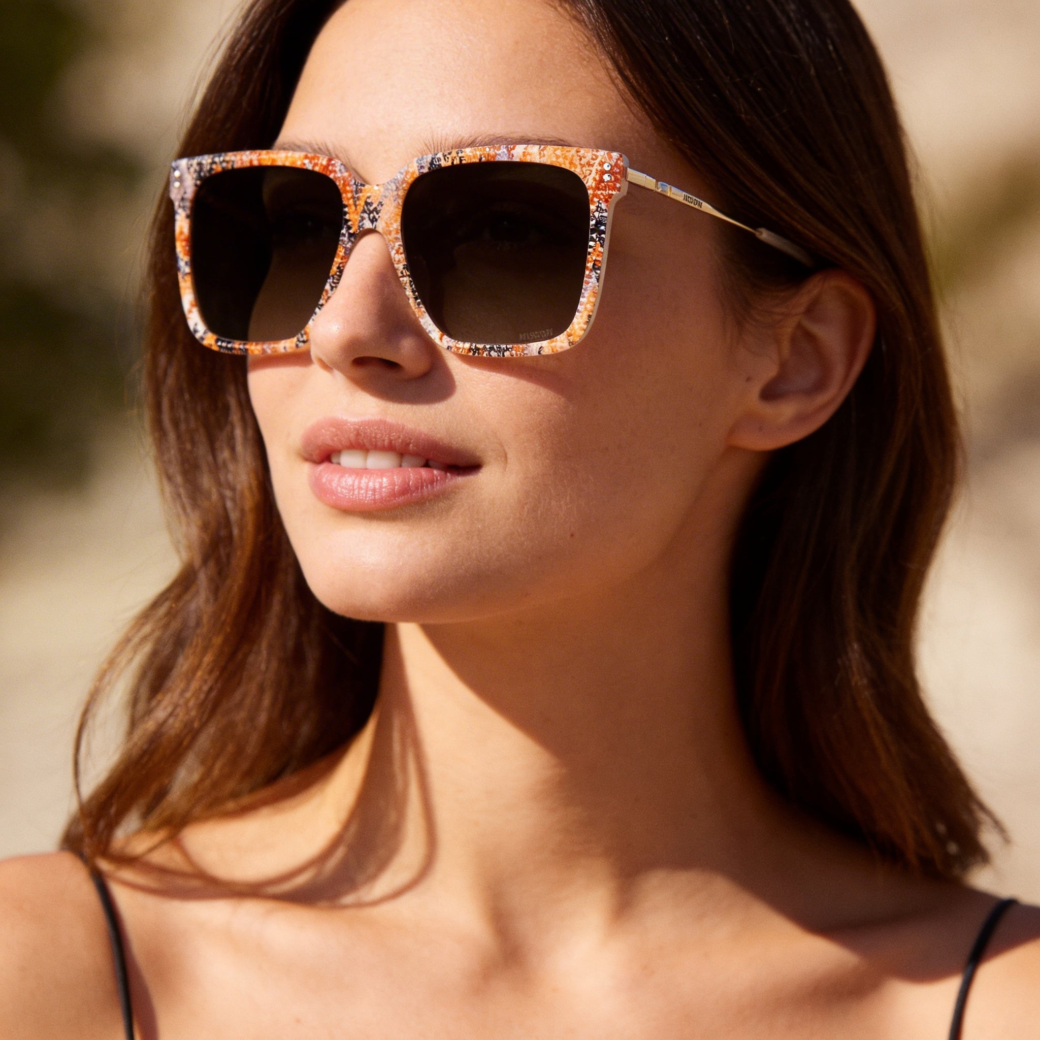 Missoni Clásico de mujer Beige con patrón Marrón degradado Montura de acetato Lente degradada 57mm, Photo 4