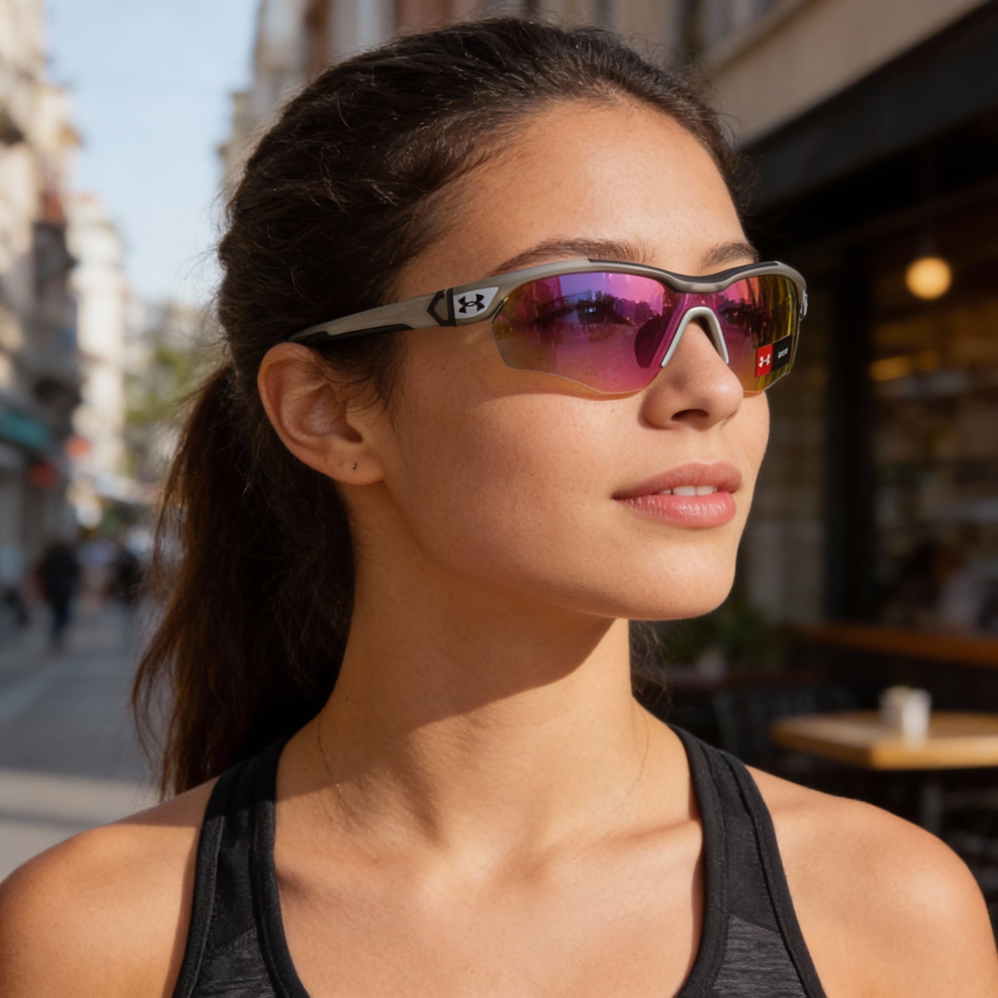 Under Armour Modern Unisex Crystal Grey Polyamide Non-Polarized Sunglasses, Violet Blue Multilayer Lenses, UV Protection, 99mm Lens Width, Photo 4