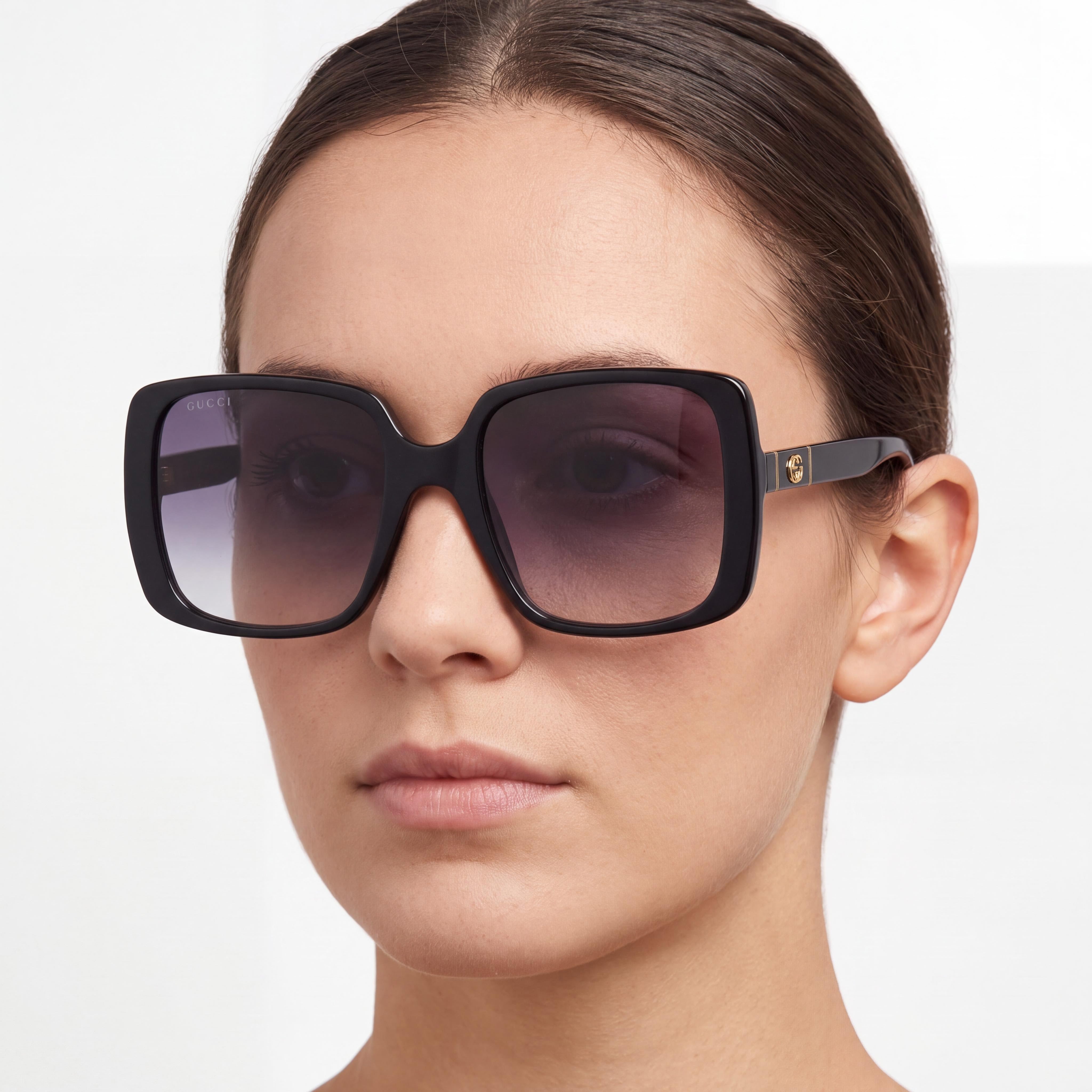 Gucci Gucci Logo GG0632S Women's Black Injected Plastic Grey Gradient UV Protection Sunglasses 56mm, Photo 5