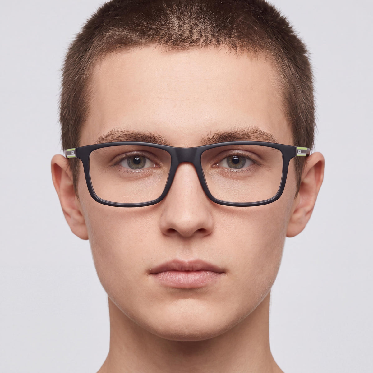 Lacoste Casual Unisex Ophthalmic Eyeglasses with Transparent Plastic Lenses, Matte Dark Grey Frame 54mm, Photo 4