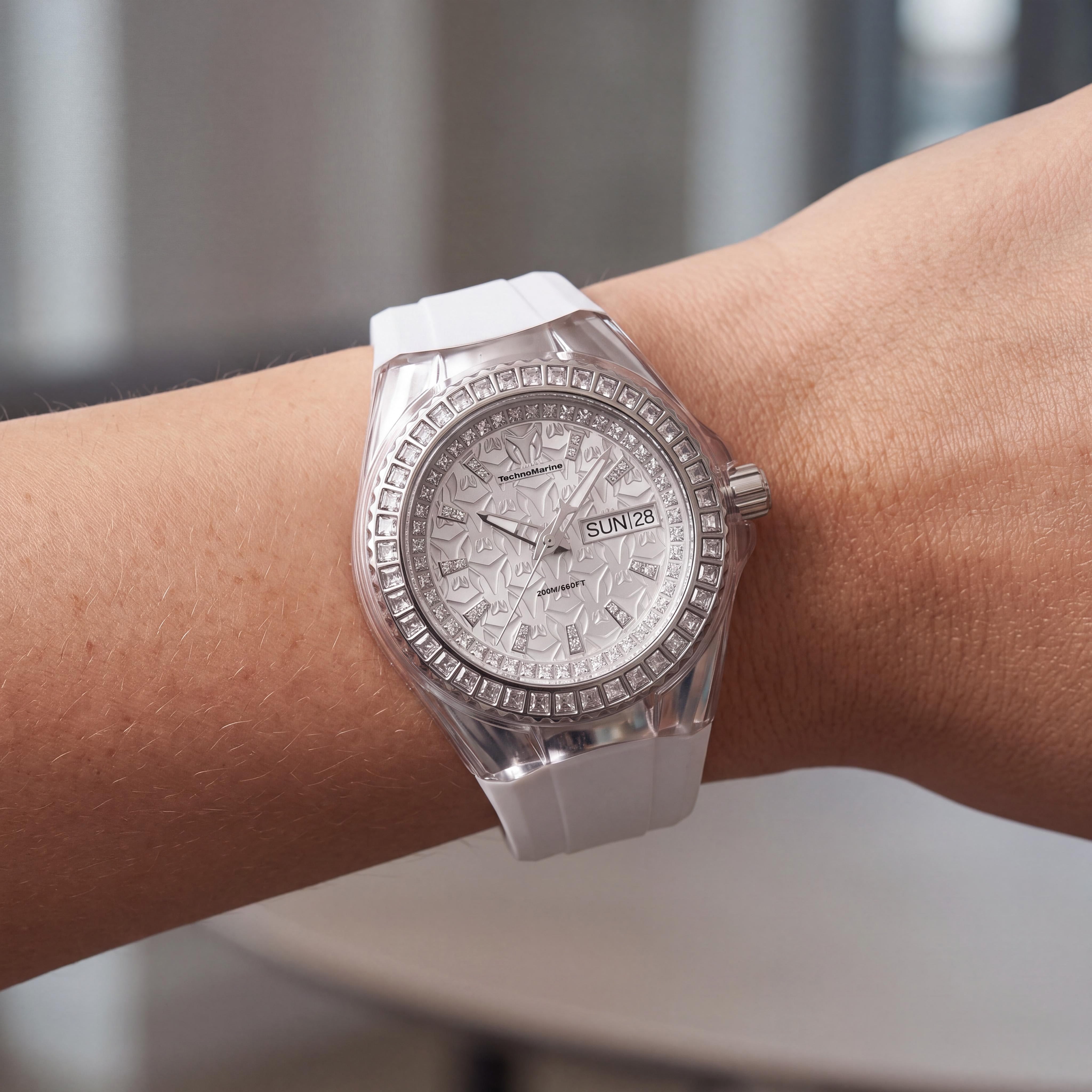 Reloj Technomarine Cruise para Mujer, de Acero Inoxidable Tono Plateado, Silicona Blanca, 40 mm, Resistente al Agua 200 m, Photo 4