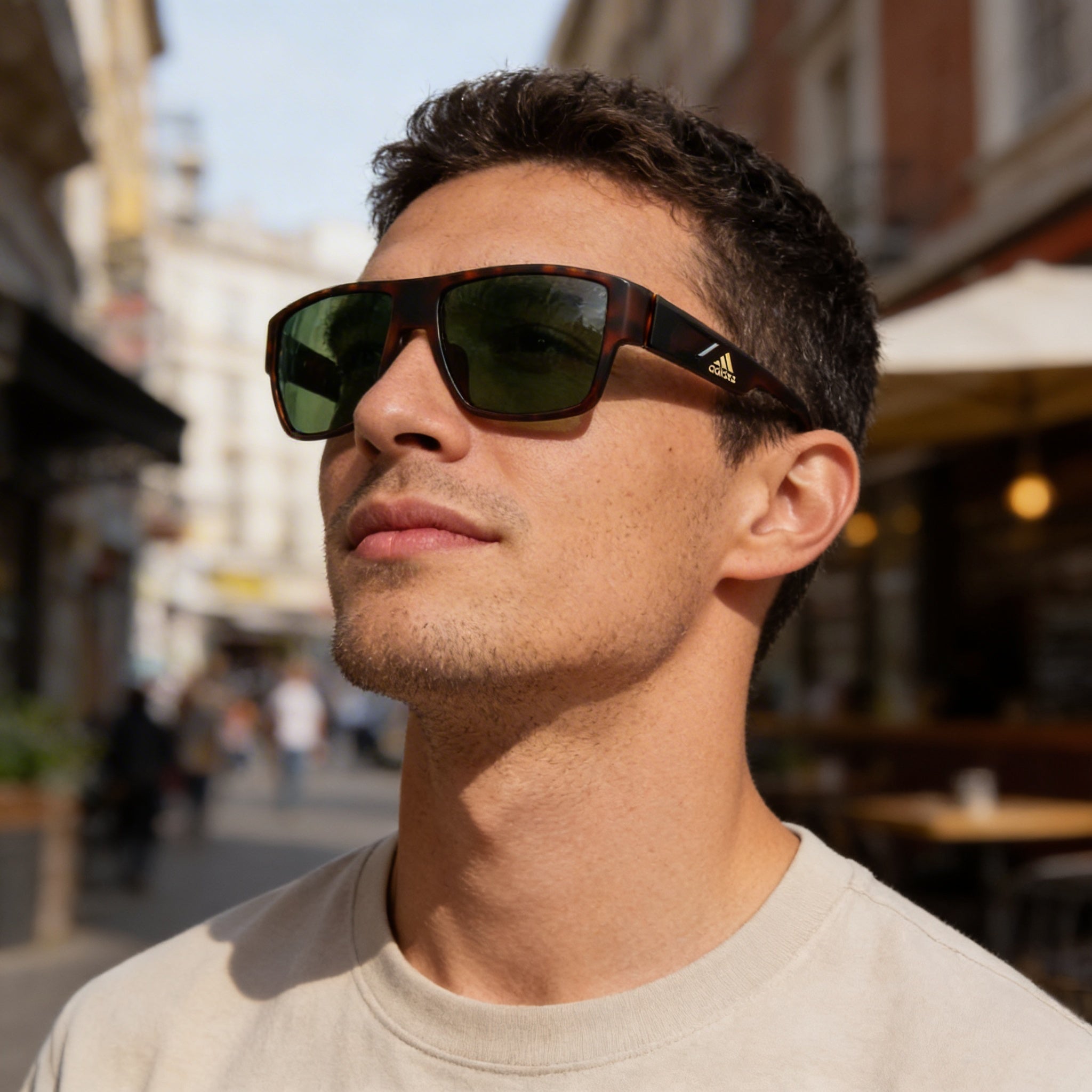 adidas SP0006 Men's Rectangular Acetate Dark Havana Sunglasses Green Non-Polarized UV Protected 57-16-135, Photo 5