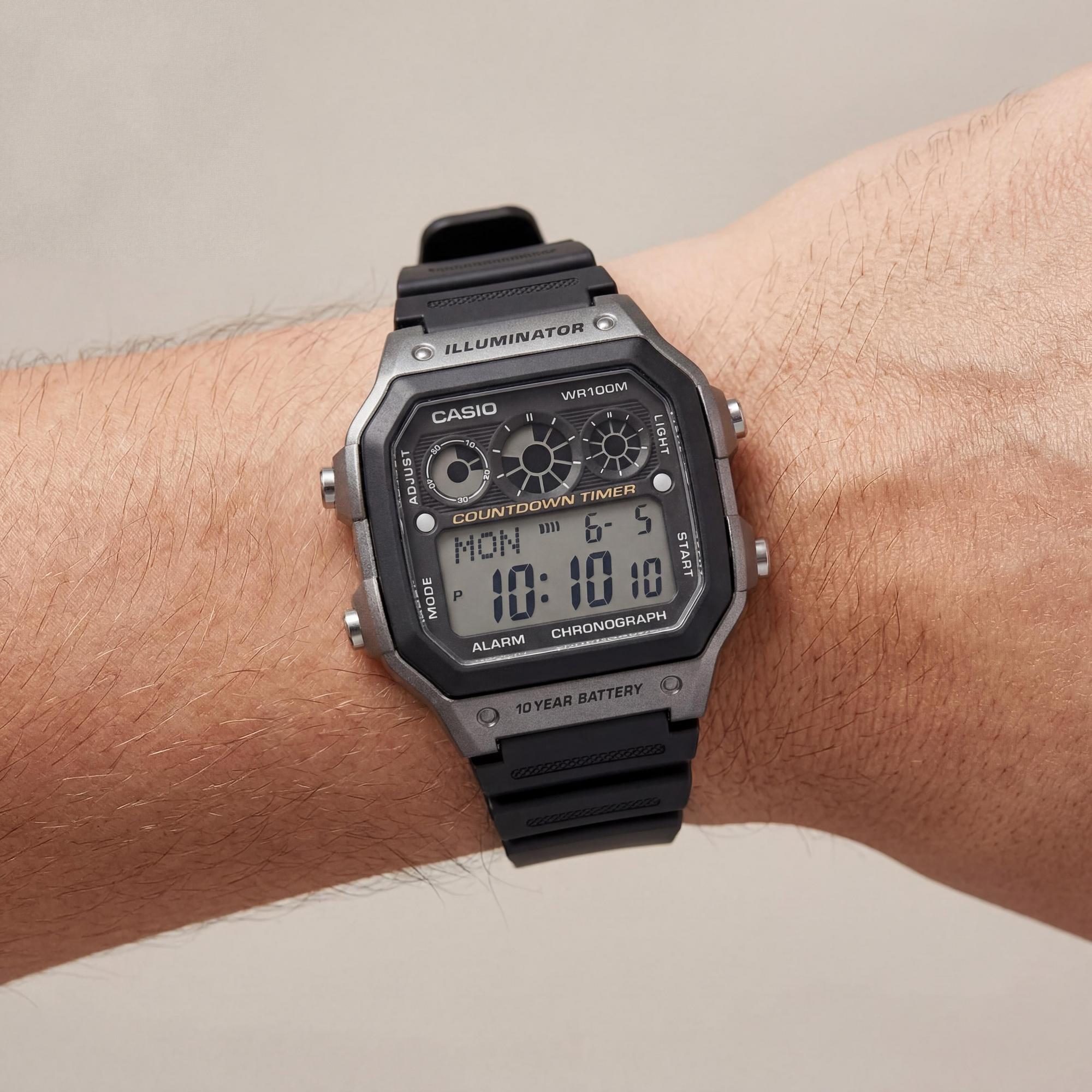 Casio AE1300WH-8A Unisex Black Watch, 45mm, Photo 3