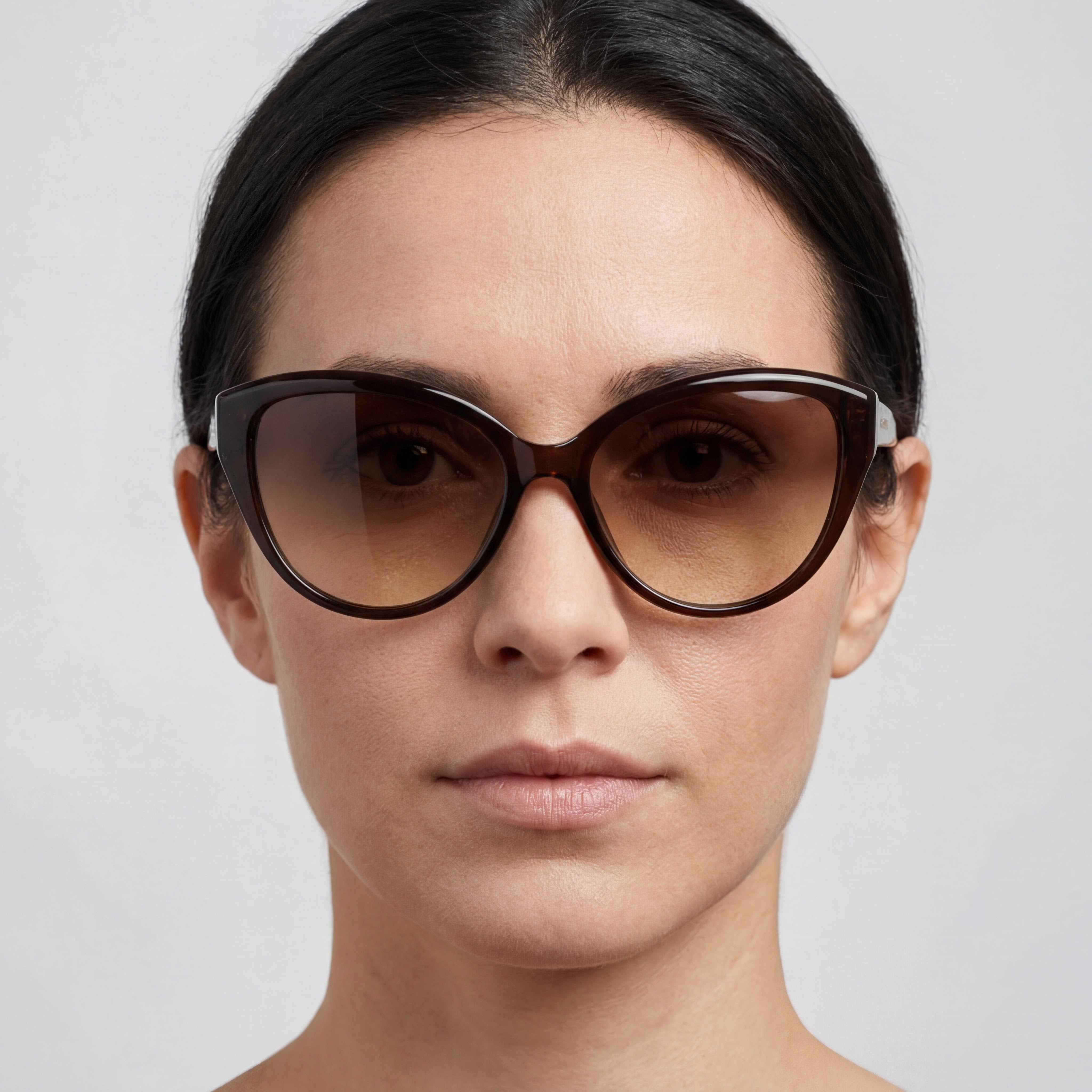 Gafas de sol Calvin Klein CK19536S para mujer, con protección UV, montura de plástico marrón cristal, lentes marrones, 55 mm, Photo 5