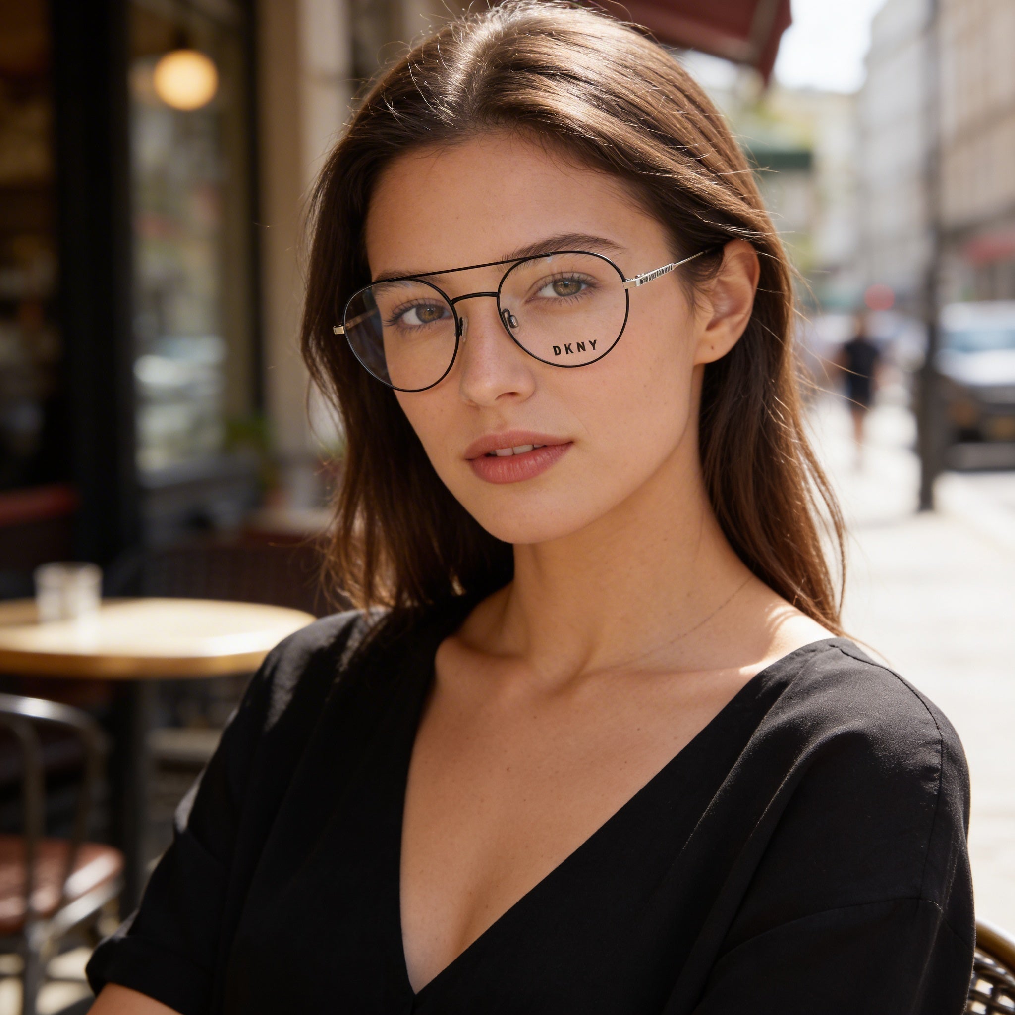Gafas DKNY para mujer modernas DK1025 con montura de aleación de acero y cristales oro rosa marrón, tamaño 51 mm, Photo 5