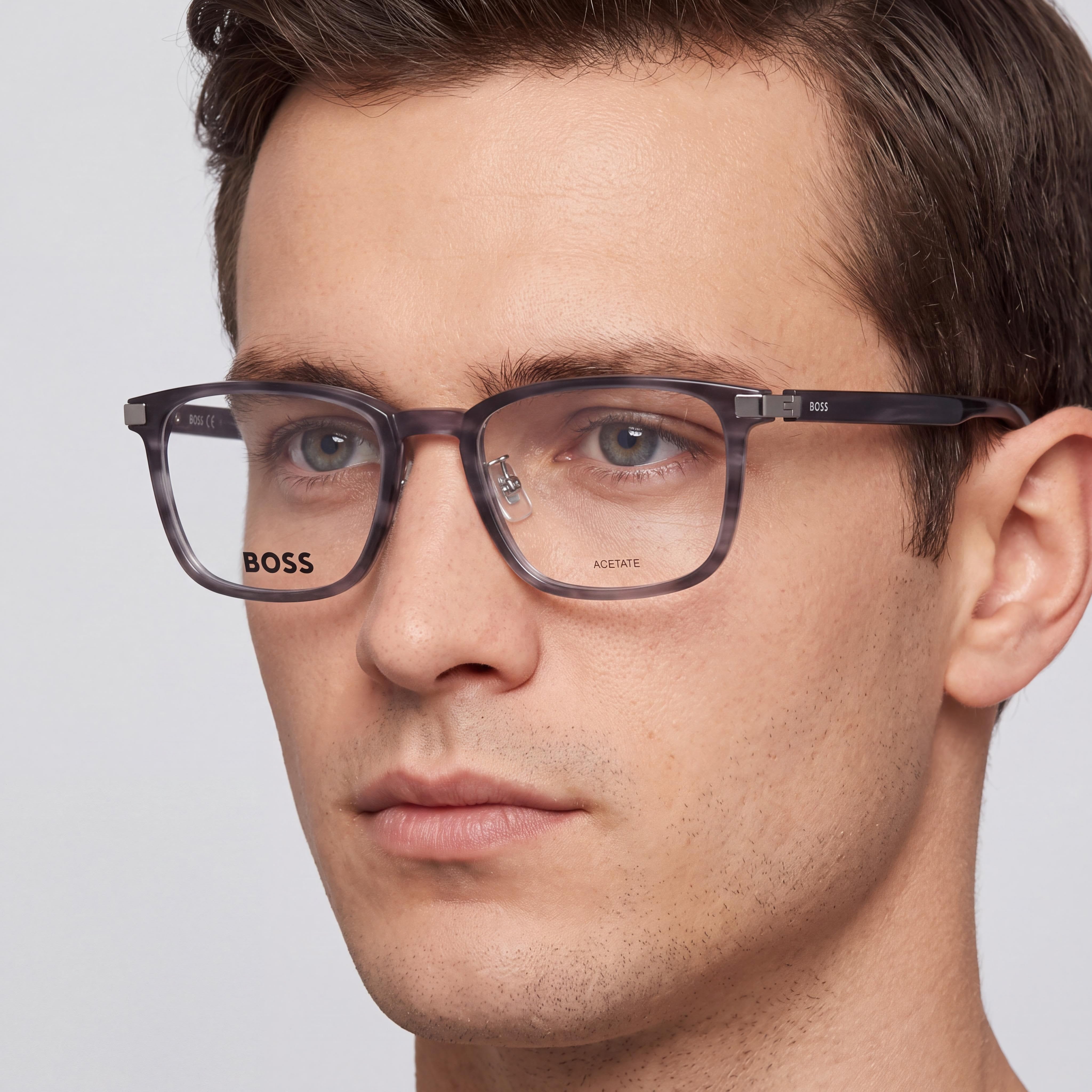 BOSS Boss 1408/F Unisex Multicolored Acetate Full Rim Square Eyeglasses, 54mm Lens, 17mm Bridge, 145mm Temple, Photo 3
