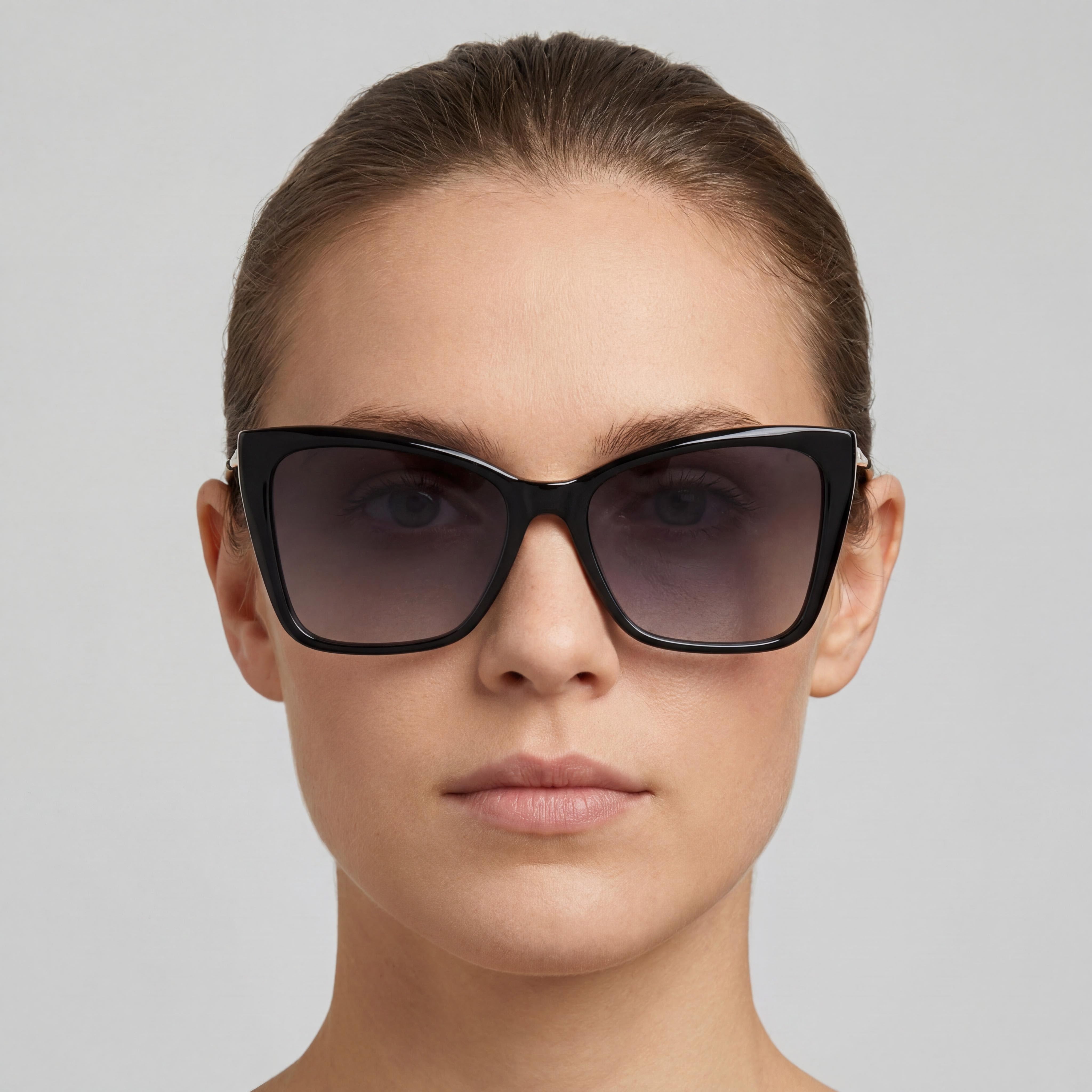 Carolina Herrera HER 0180/S Gafas de Sol Rectangulares para Mujer de Acetato Negro y Dorado 57mm, Photo 5
