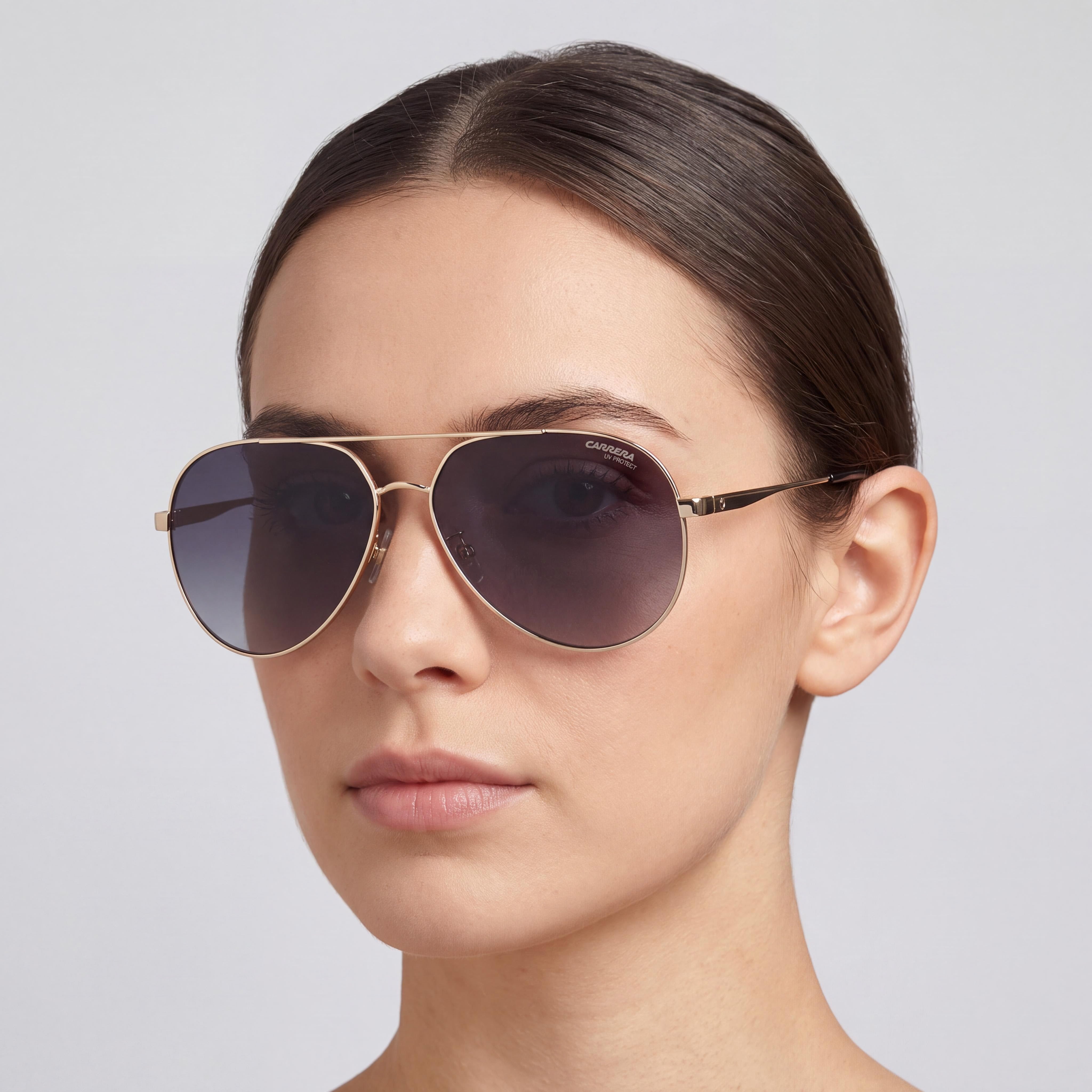 Carrera Women's CARRERA 3005/S Stainless Steel Gold Black Dark Grey Shaded Gradient 100% UV Pilot Sunglasses 63mm, Photo 4