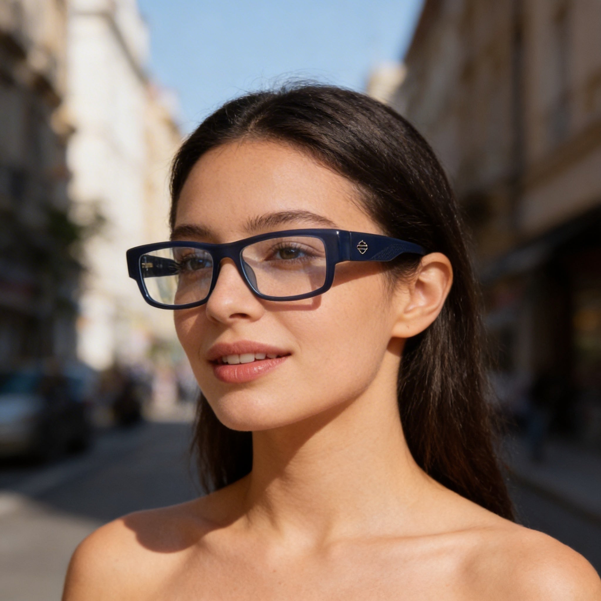 Harley-Davidson Classic Unisex Plastic Matte Blue Frame Non-Polarized Sunglasses, Multicolor Lenses 54-17-140, Photo 4