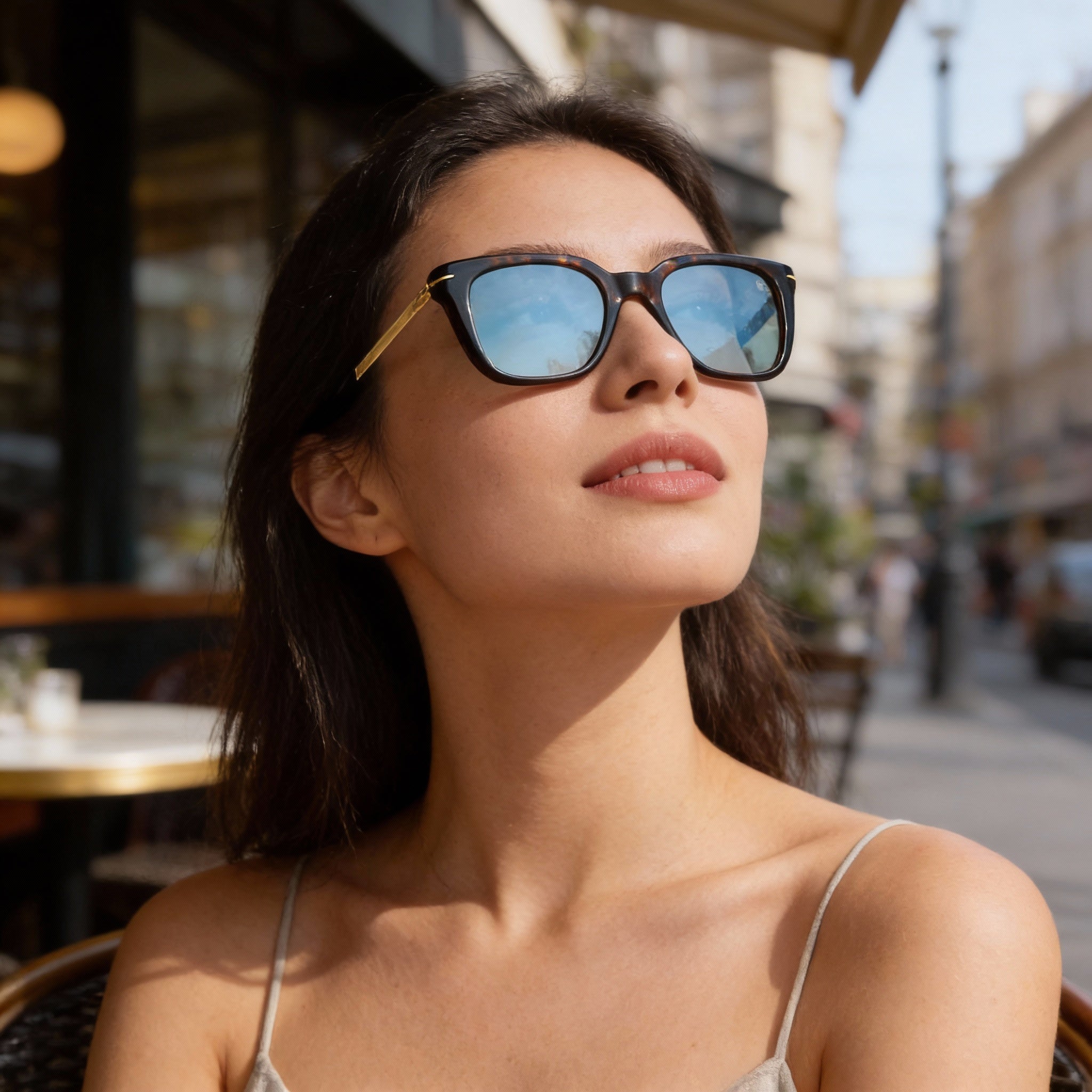 David Beckham DB 7047/S Unisex Rectangular/Square Sunglasses, Acetate/Metal, Dark Havana Gold, UV Protection, 51mm, Photo 3