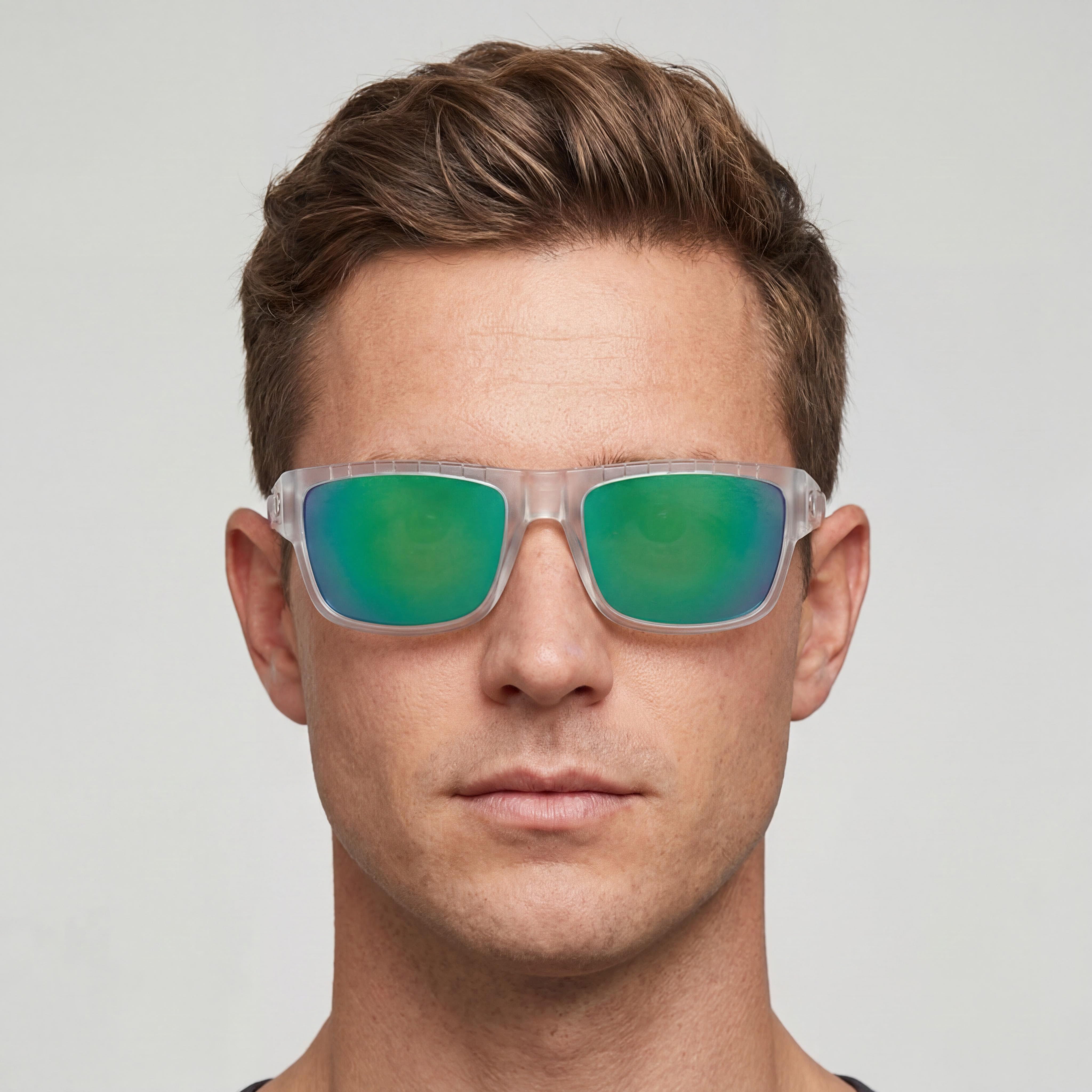 adidas Gafas de sol de plástico 100% UV para hombre, armazón de cristal, lente de espejo verde, 60 mm, Photo 5