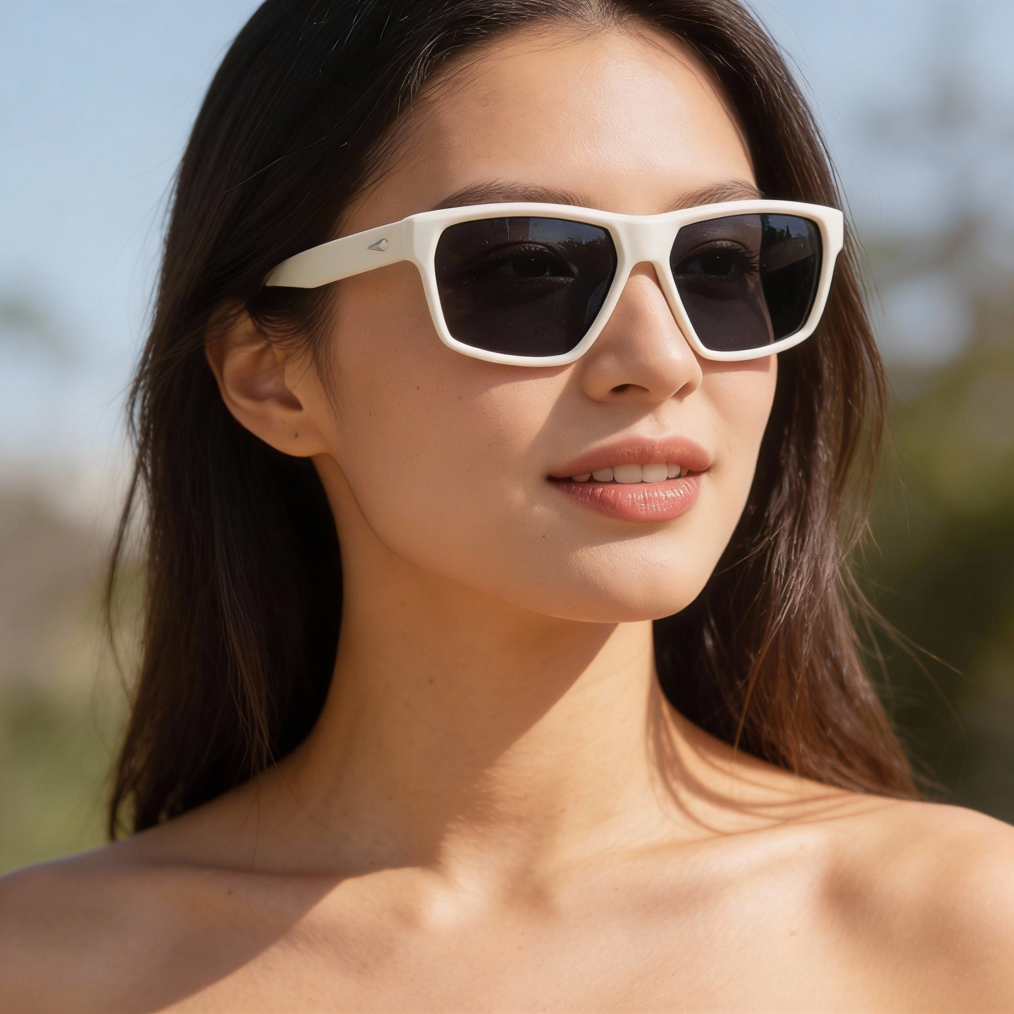 Gafas de sol modernas rag & bone para mujer con montura de acetato blanco mate y lentes no polarizadas de 58 mm, Photo 5