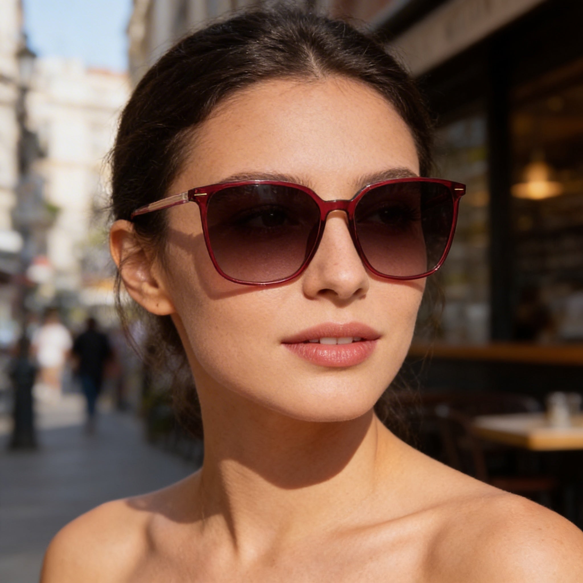 Hugo Boss Modern Lightweight Light Acetate Burgundy UV Protection Sunglasses for Women 57-16-140mm, Photo 6