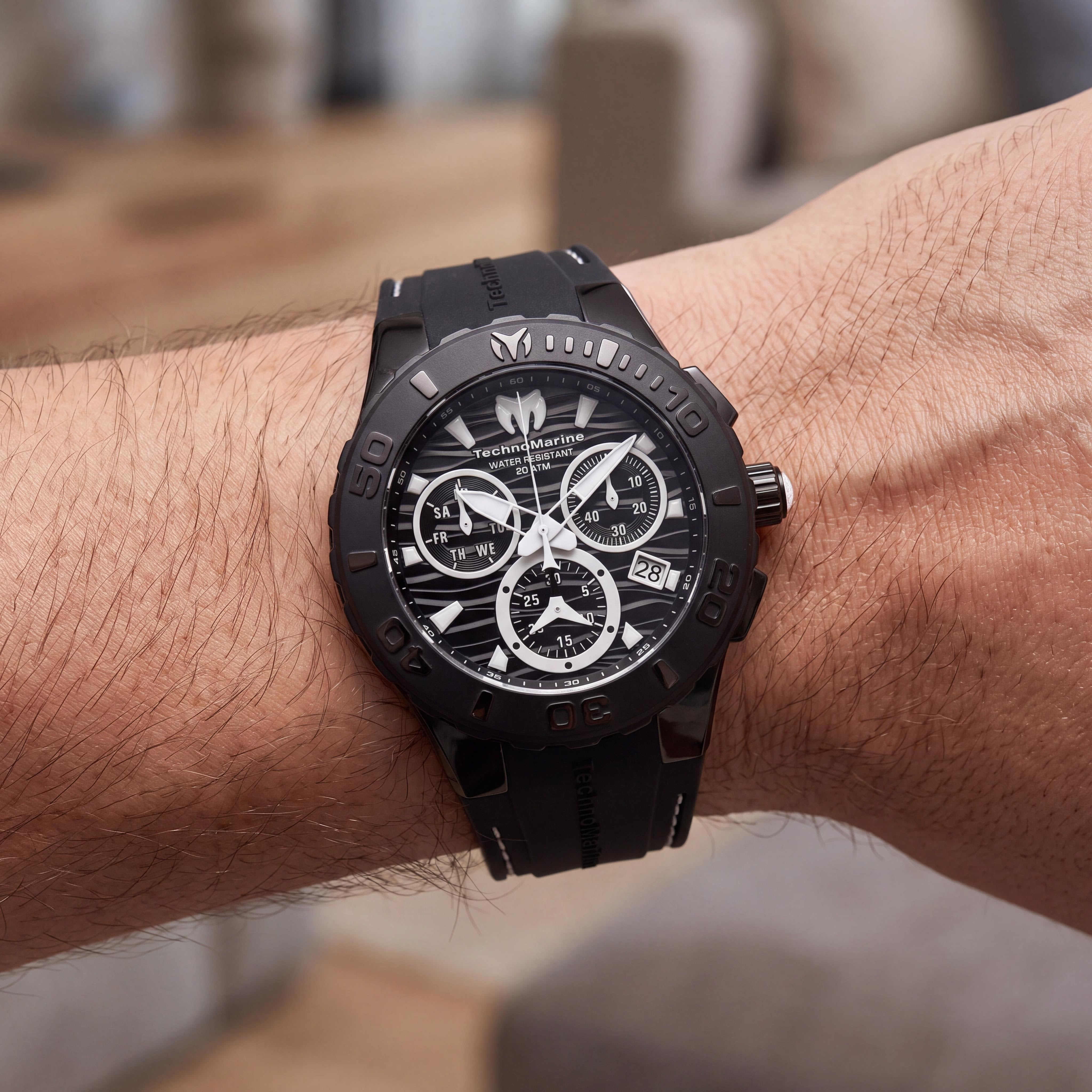 Technomarine Cruise Medusa Chronograph Men's 44mm Black Stainless Steel Case Black Silicone Strap 200m Watch, Photo 4