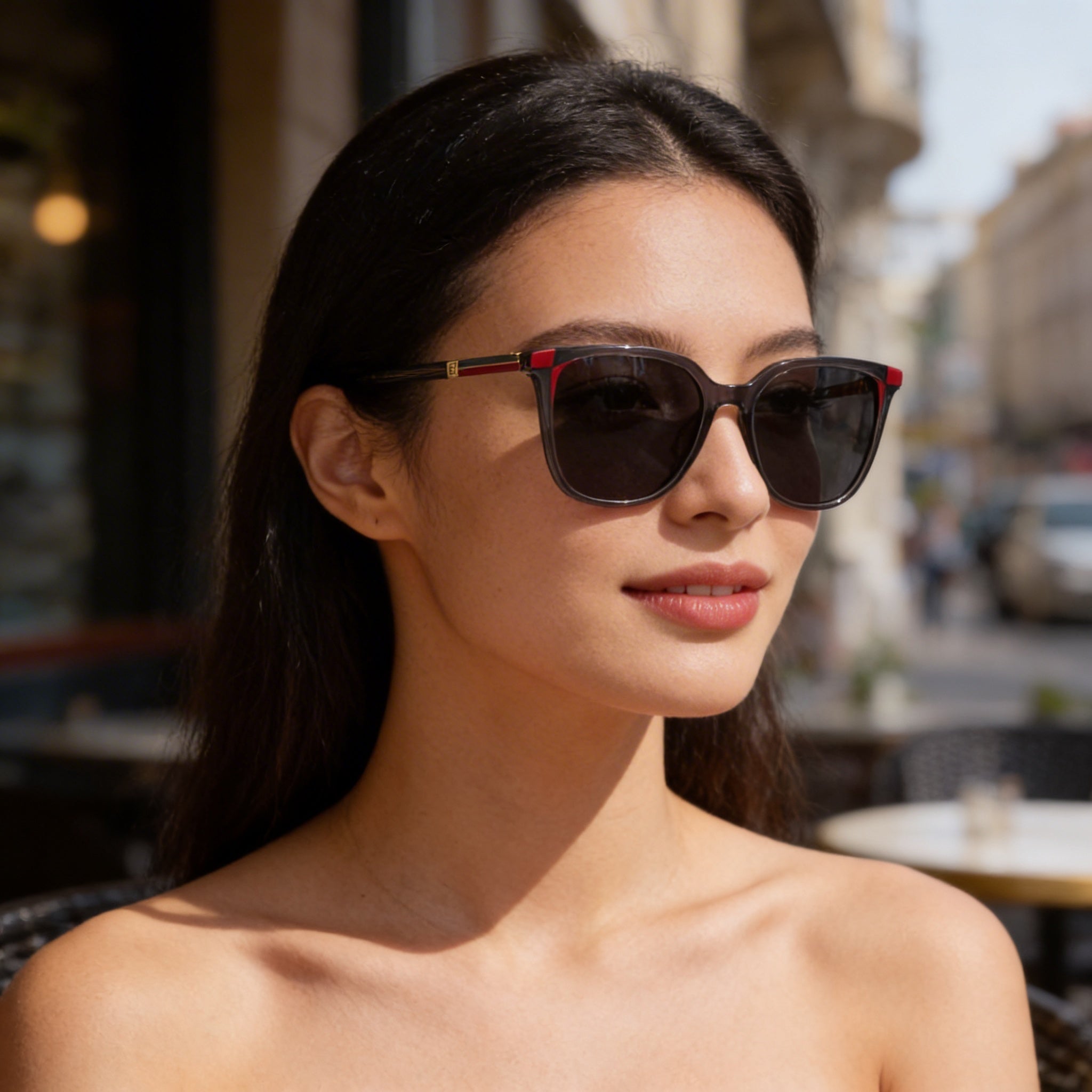 Carolina Herrera Casual Women's Grey Pink Acetate Frame Sunglasses with Polycarbonate Lenses and 100% UV Protection 54mm, Photo 6