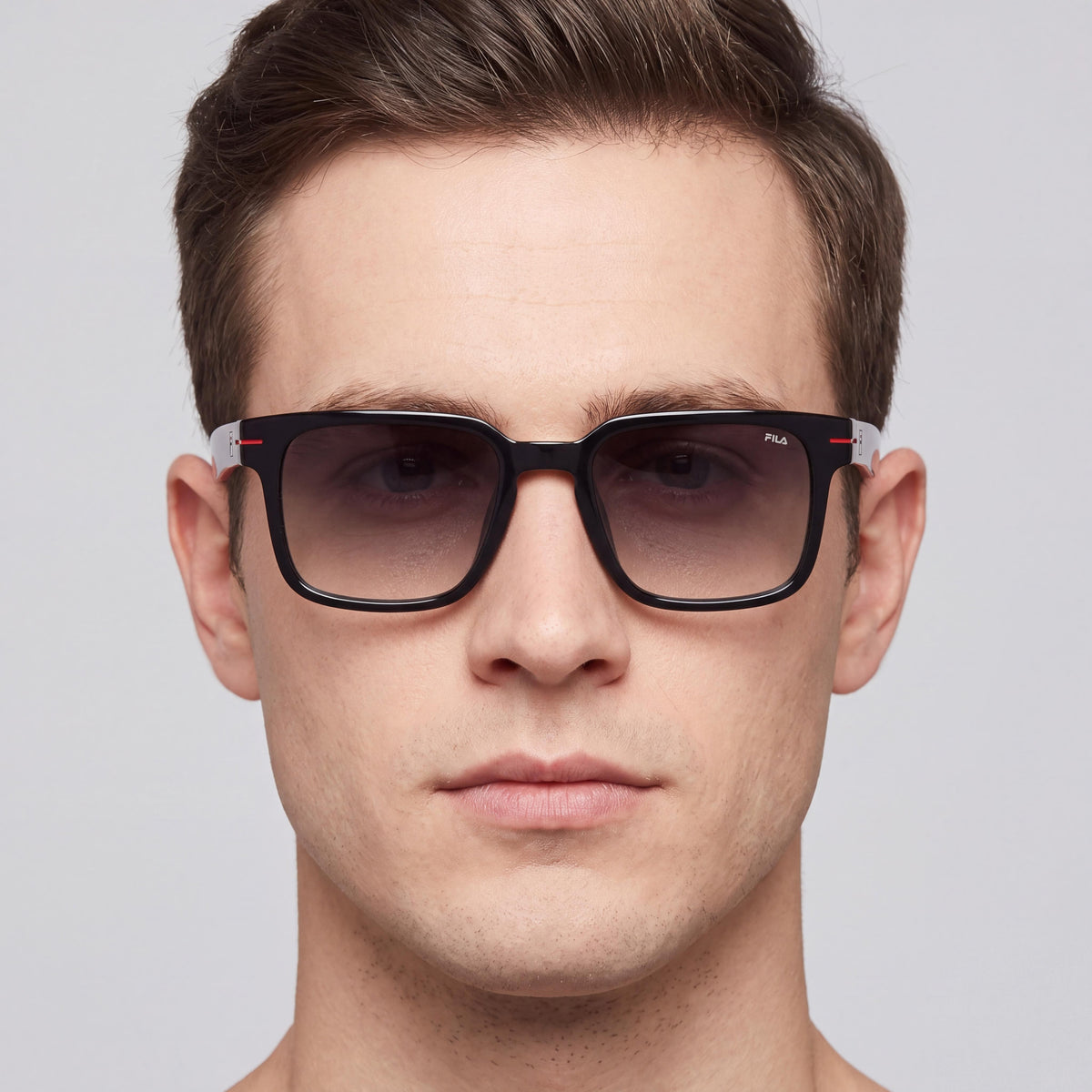 FILA Casual Men's Shiny Black Acetate Frame Sunglasses with Smoke Gradient Lenses 53mm, Photo 4
